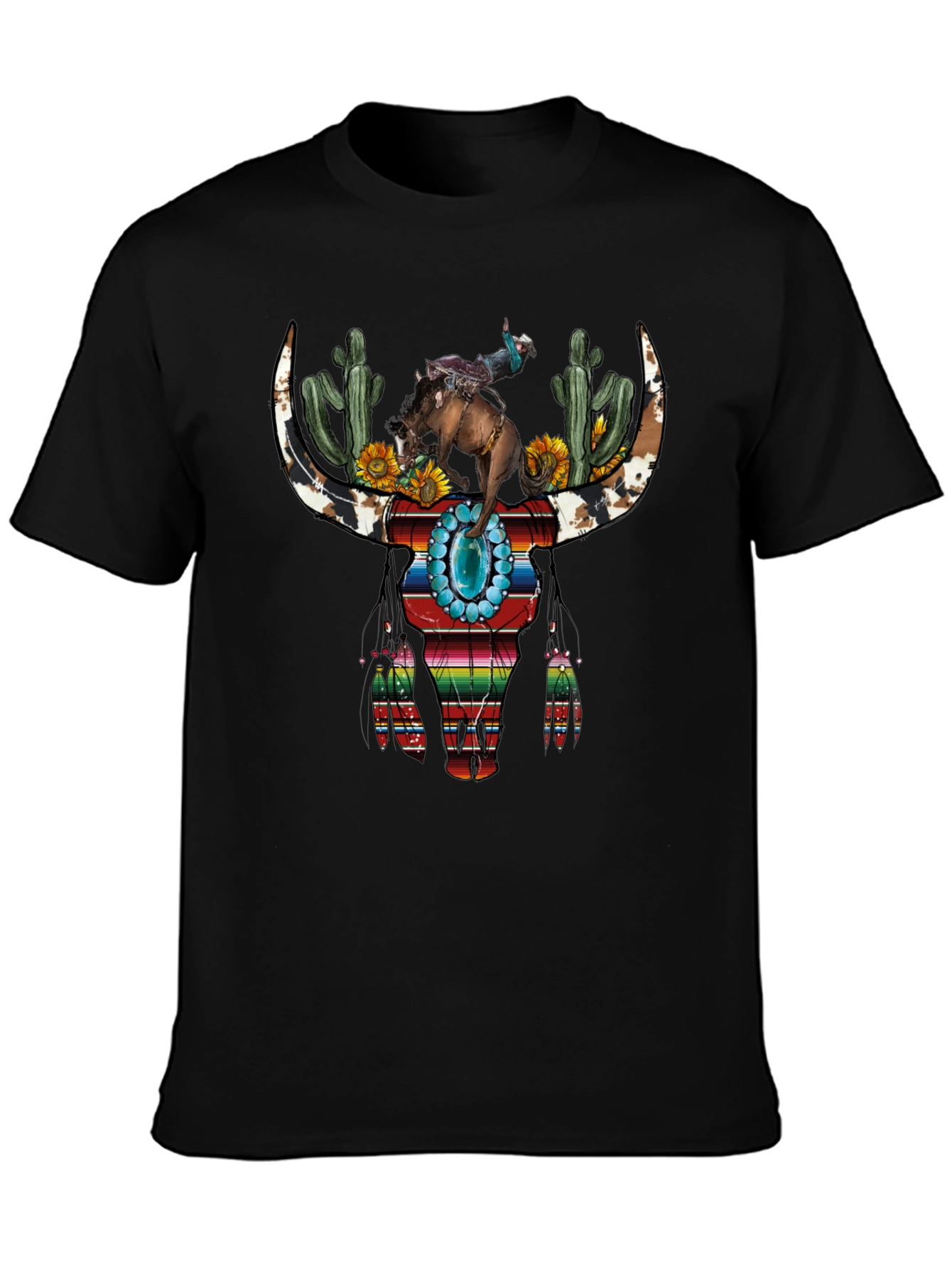 Western Bull Skull Graphic T-Shirt