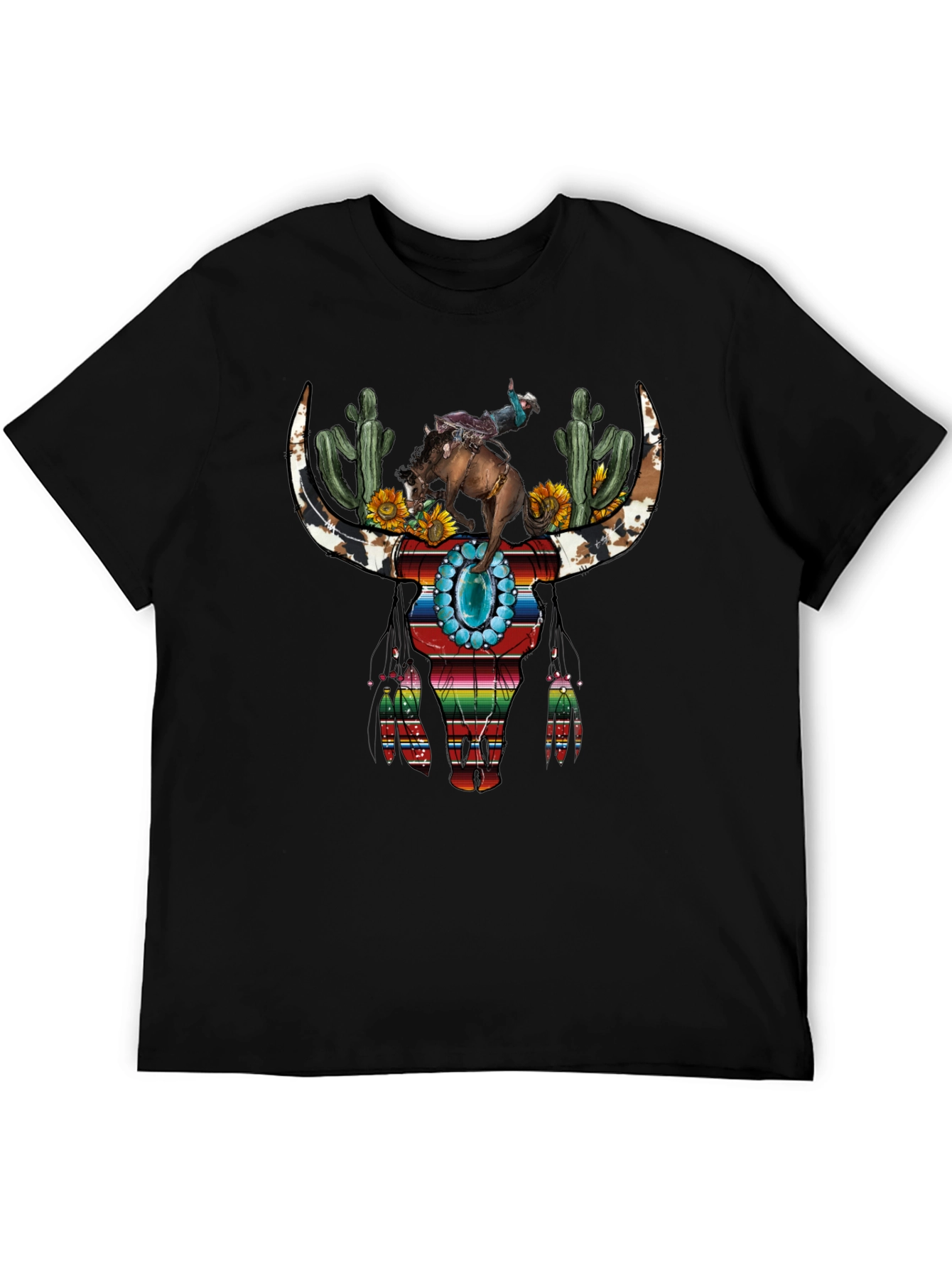Western Bull Skull Graphic T-Shirt