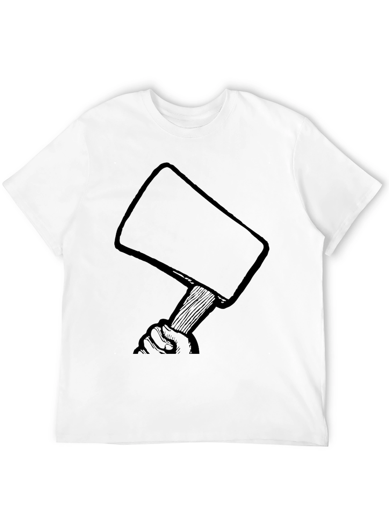 Hand Holding Mallet Graphic Black T-Shirt