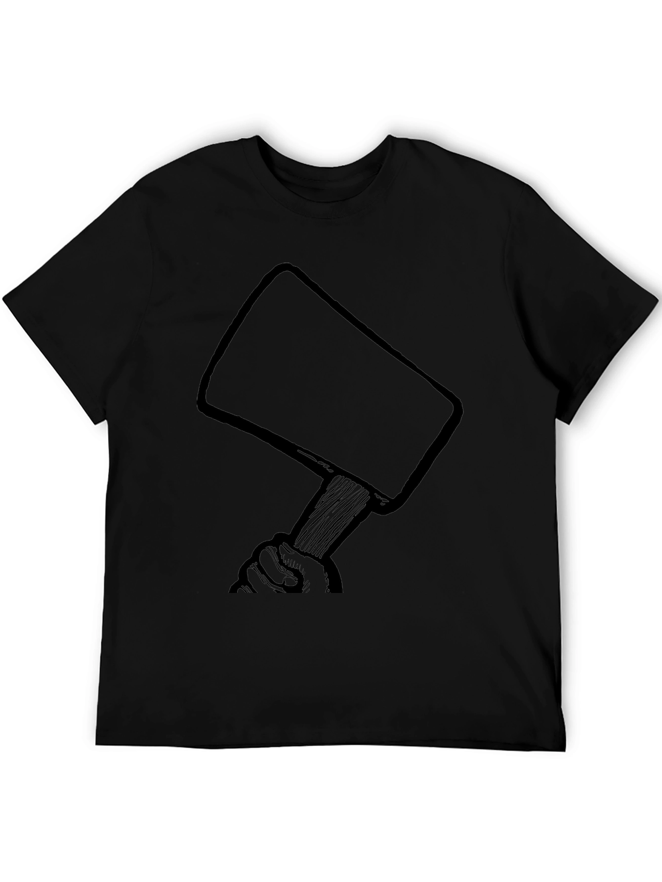 Hand Holding Mallet Graphic Black T-Shirt