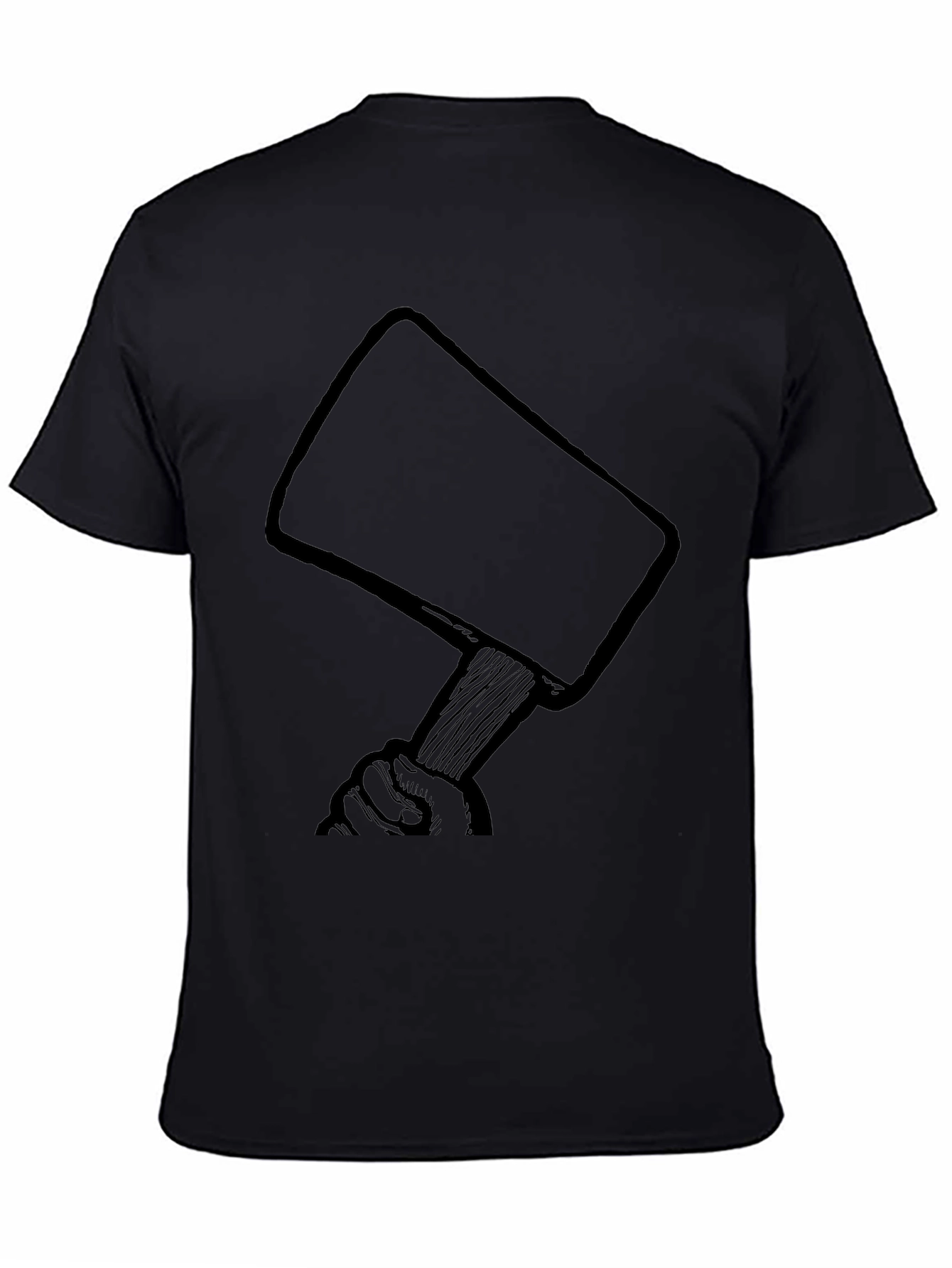 Hand Holding Mallet Graphic Black T-Shirt