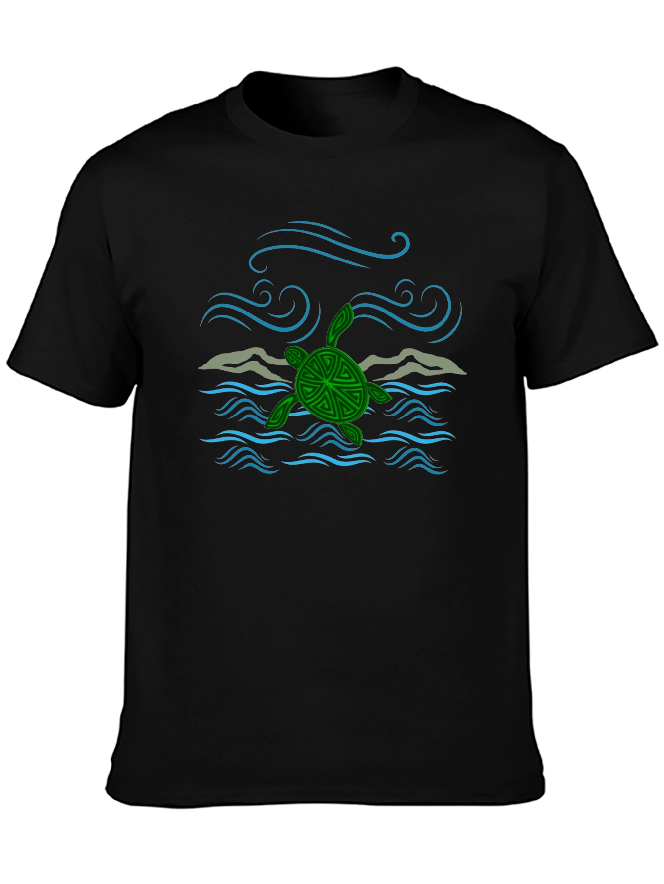 Turtle Ocean Wave Graphic Tee - Black