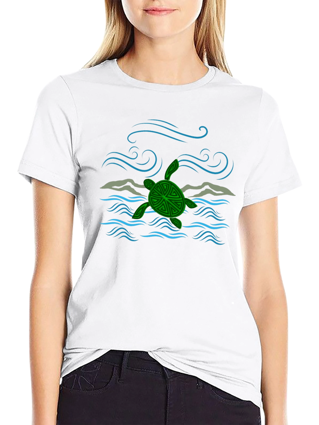 Turtle Ocean Wave Graphic Tee - Black