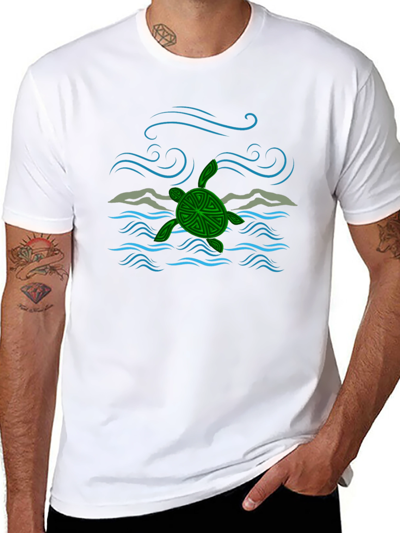 Turtle Ocean Wave Graphic Tee - Black