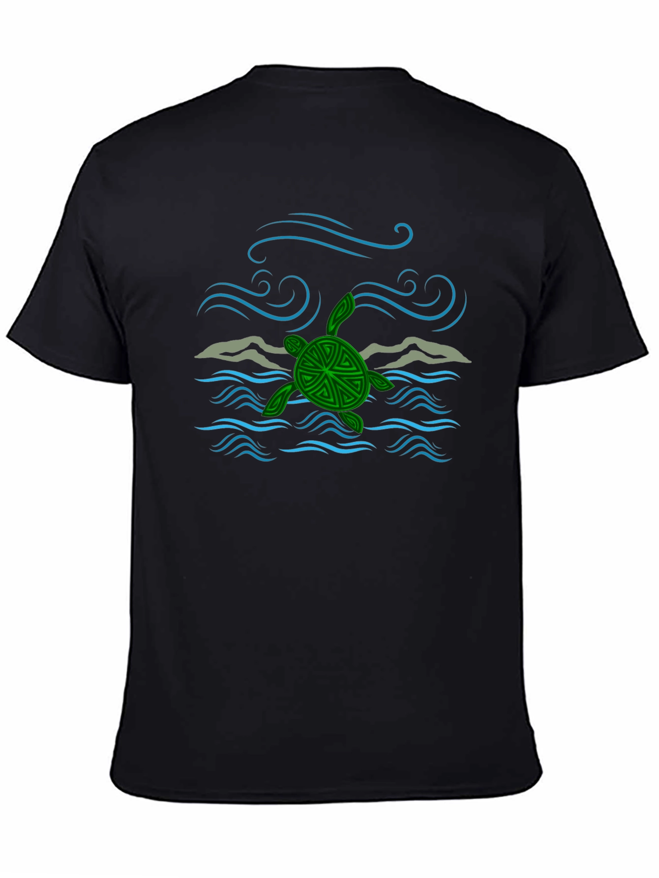 Turtle Ocean Wave Graphic Tee - Black