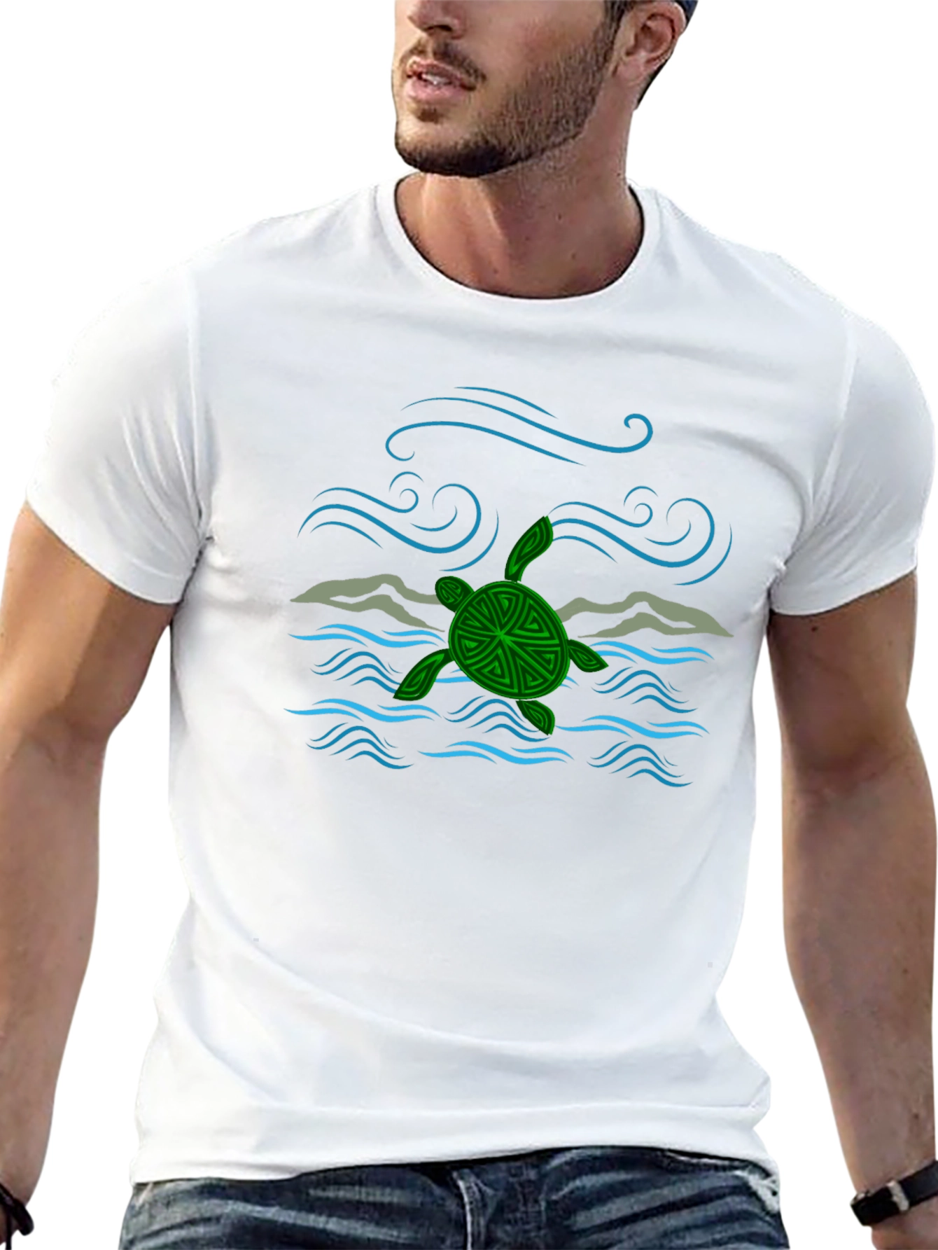 Turtle Ocean Wave Graphic Tee - Black