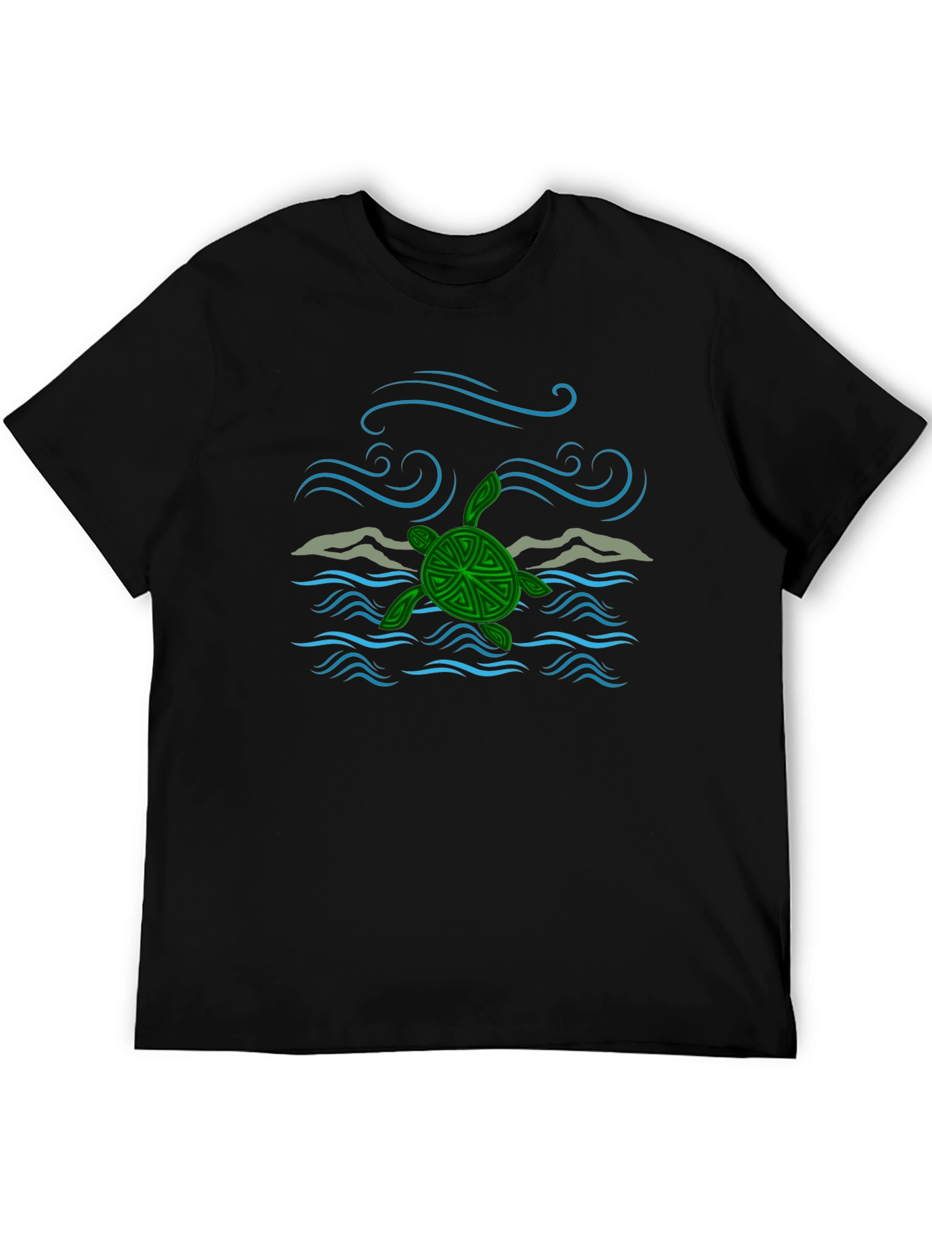 Turtle Ocean Wave Graphic Tee - Black