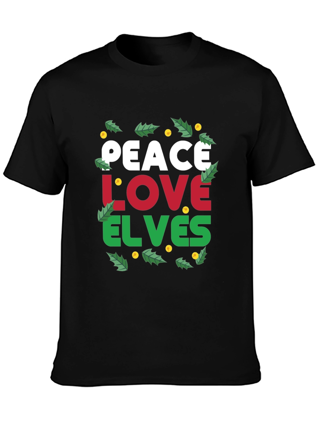 Peace Love Elves Christmas Holiday Graphic Tee