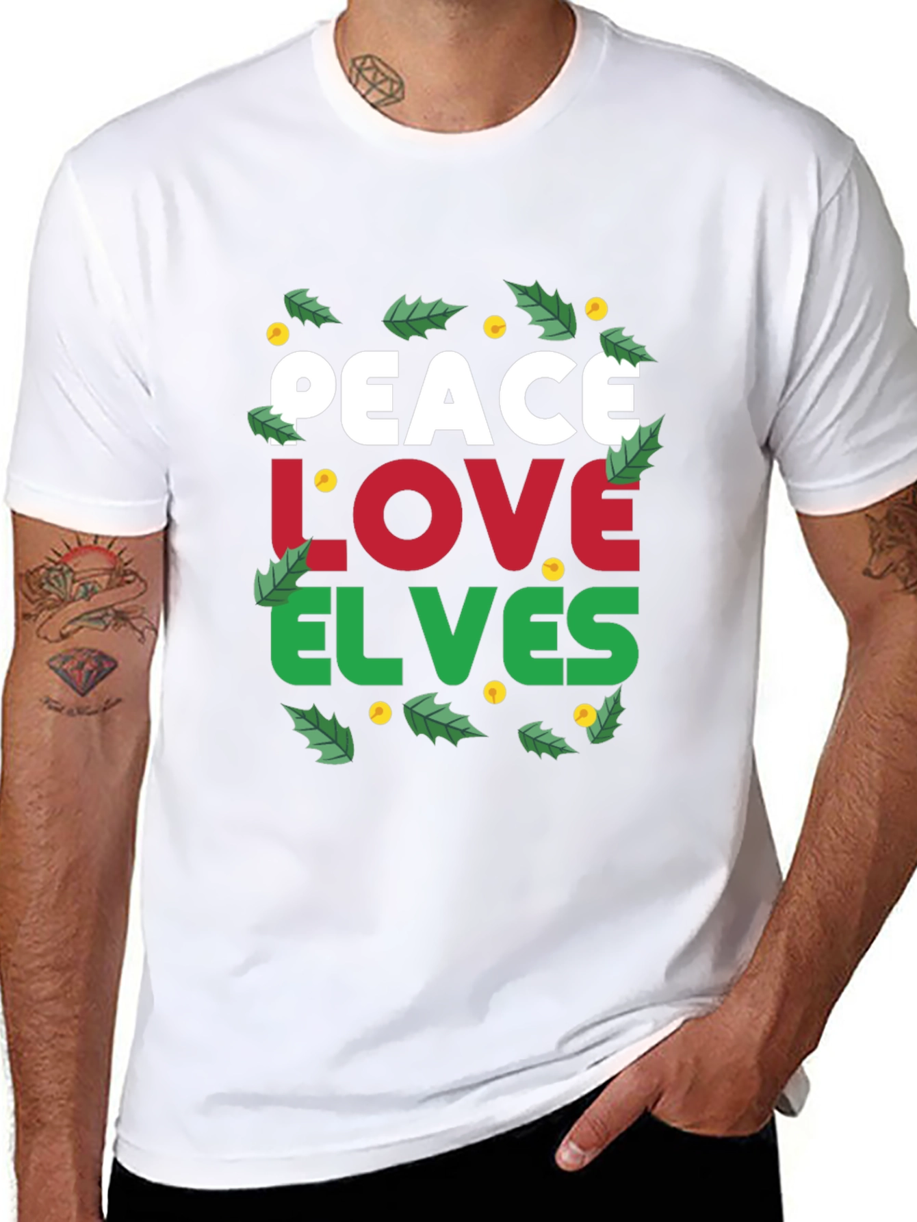 Peace Love Elves Christmas Holiday Graphic Tee