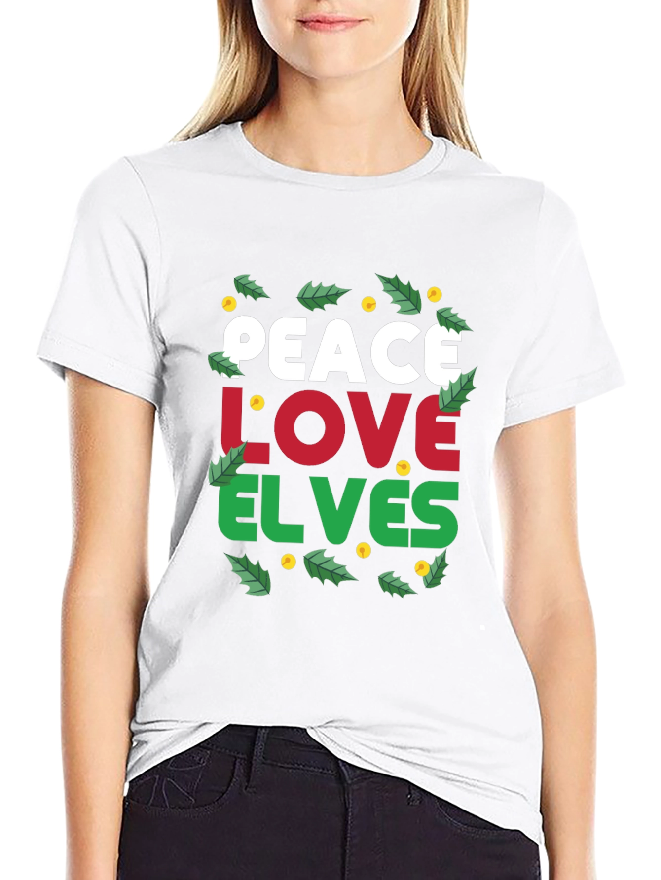 Peace Love Elves Christmas Holiday Graphic Tee