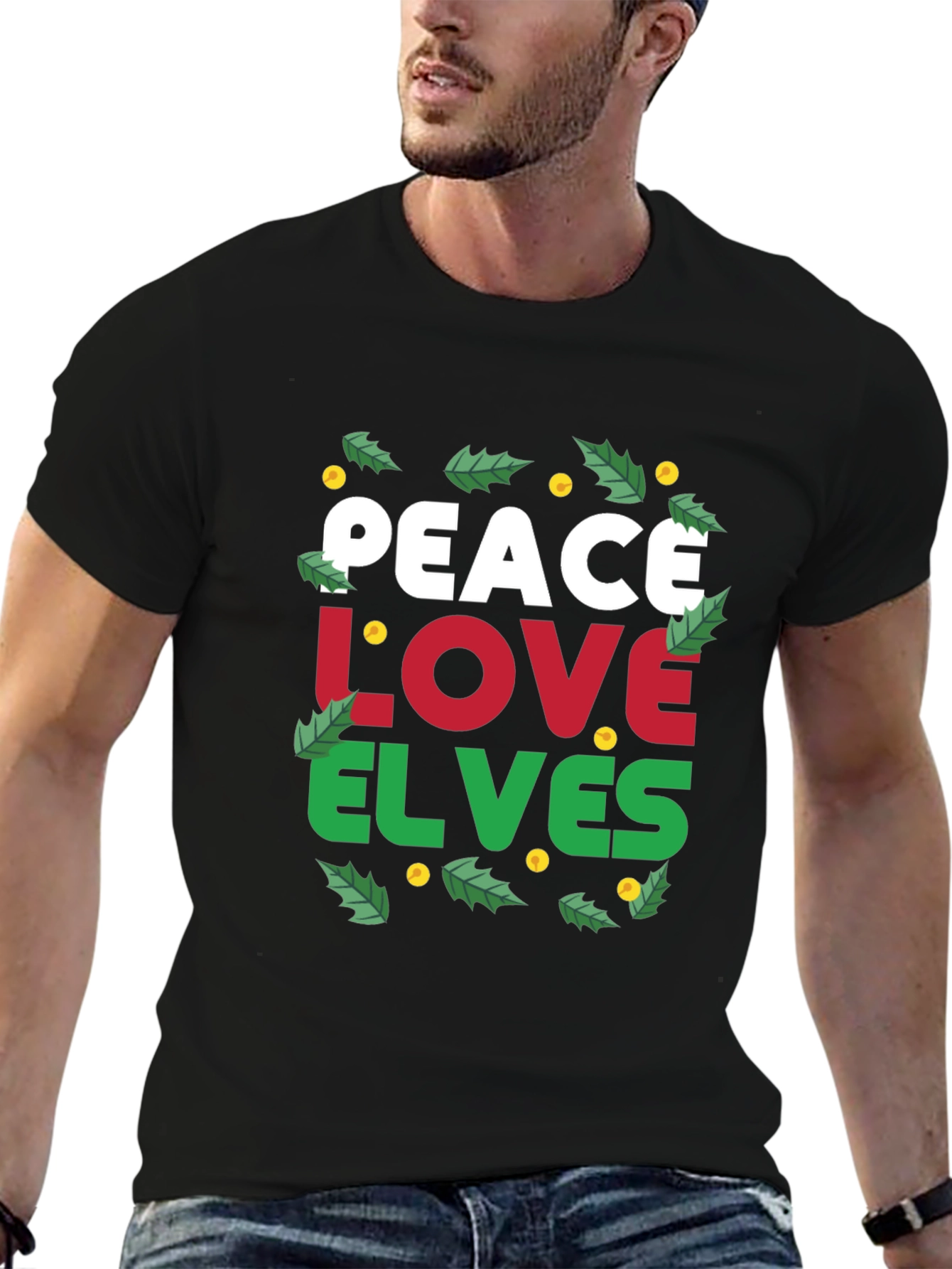 Peace Love Elves Christmas Holiday Graphic Tee