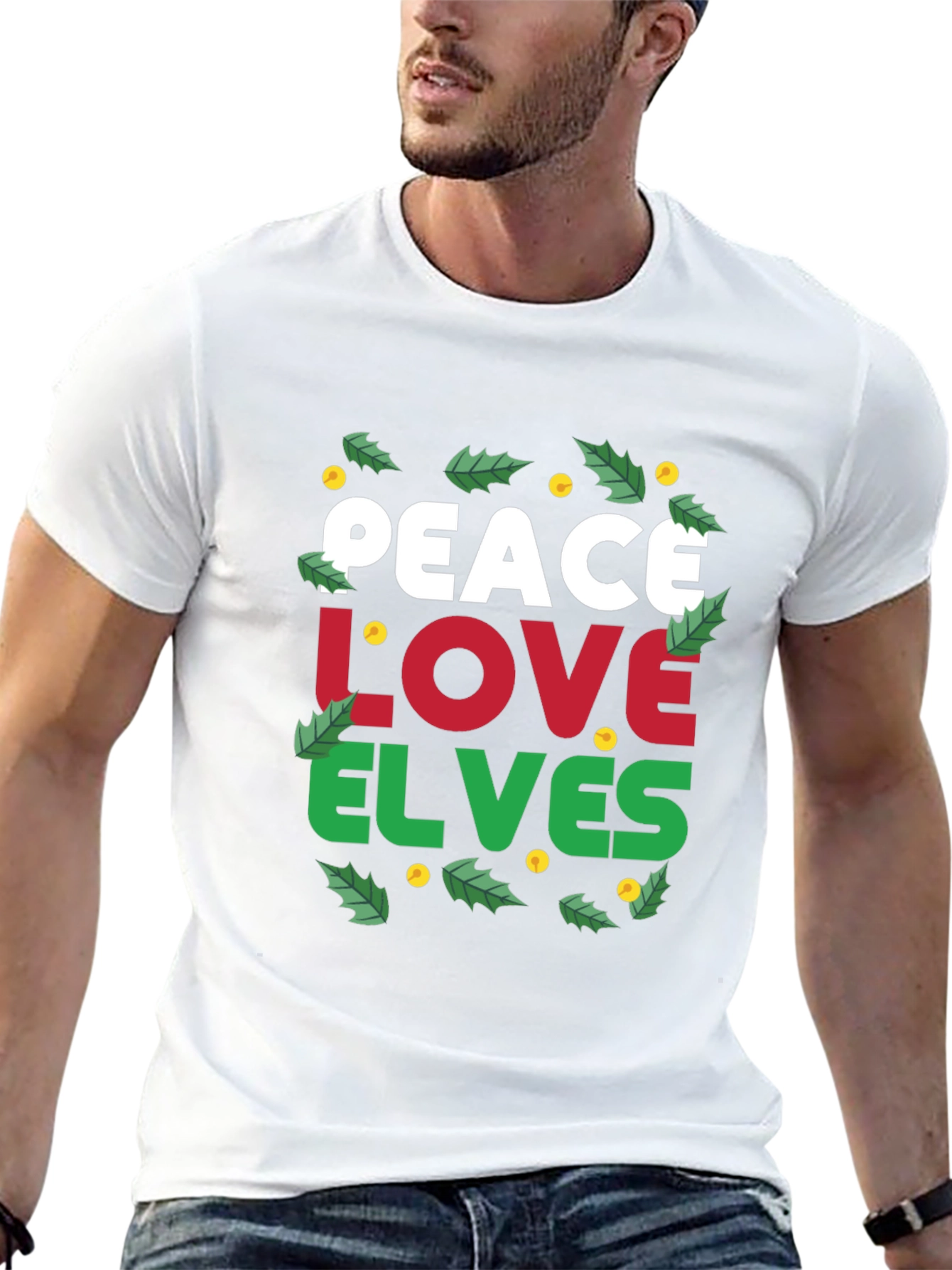 Peace Love Elves Christmas Holiday Graphic Tee