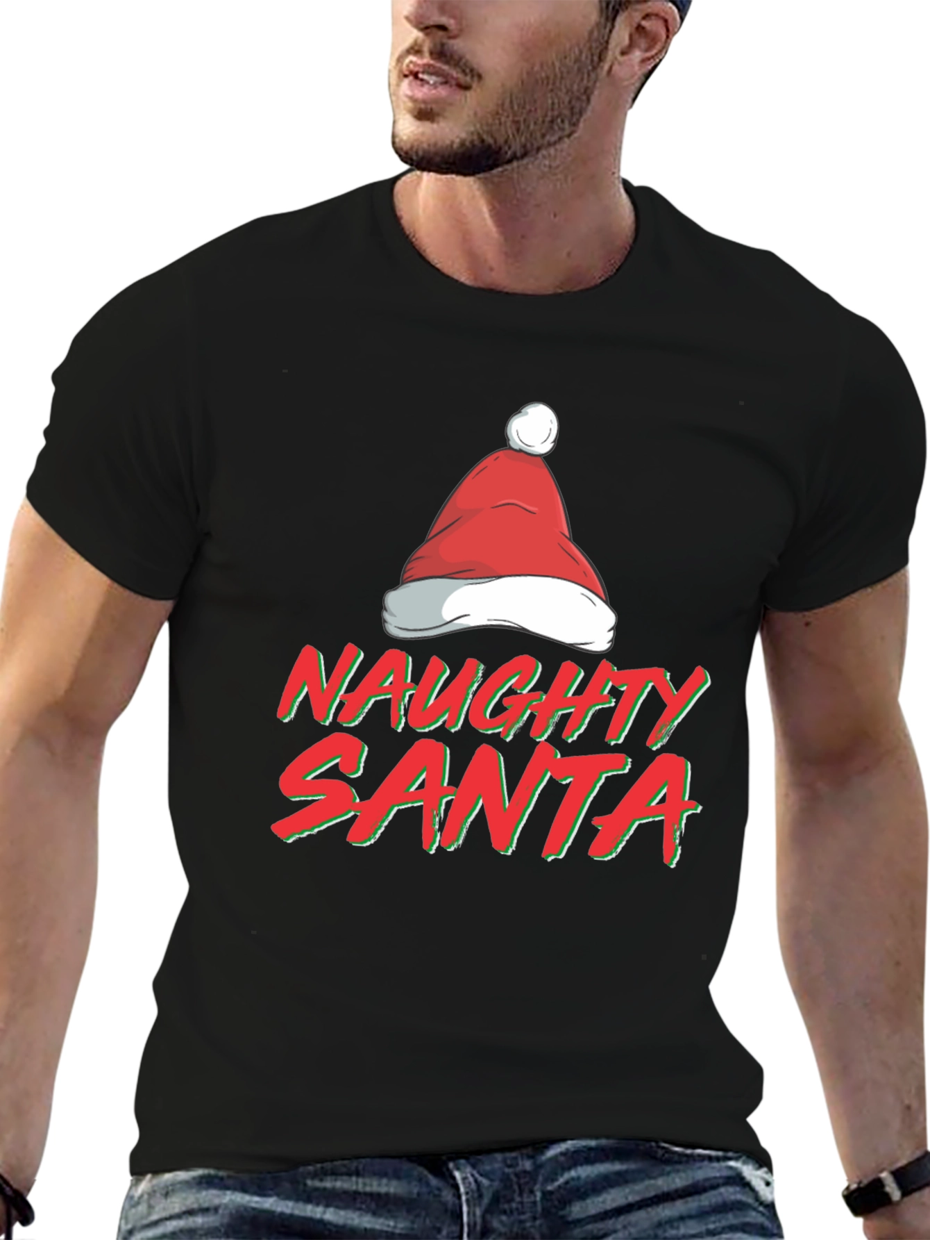 Naughty Santa T-Shirt - Festive Holiday Apparel