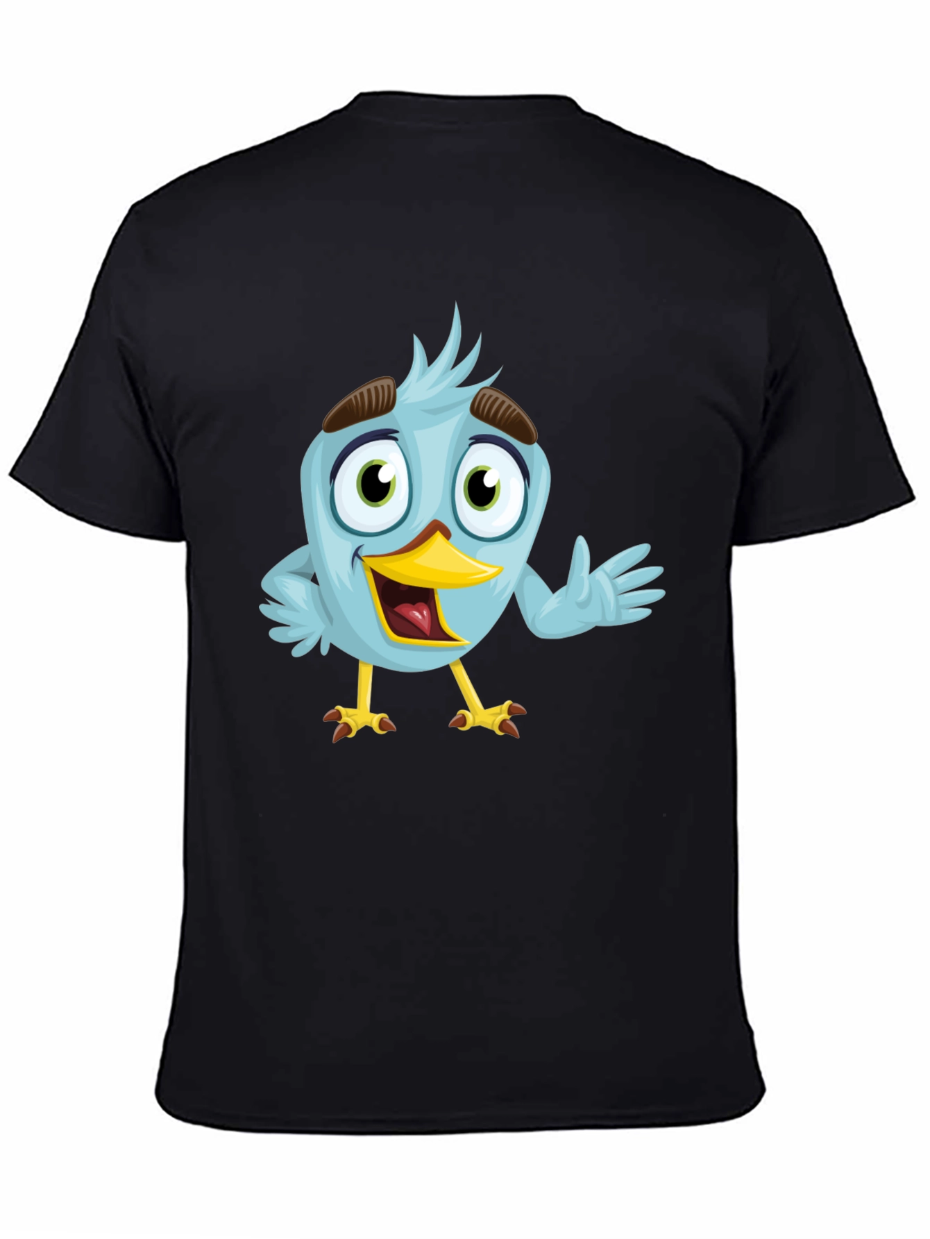 Cartoon Bird Graphic T-Shirt - Black