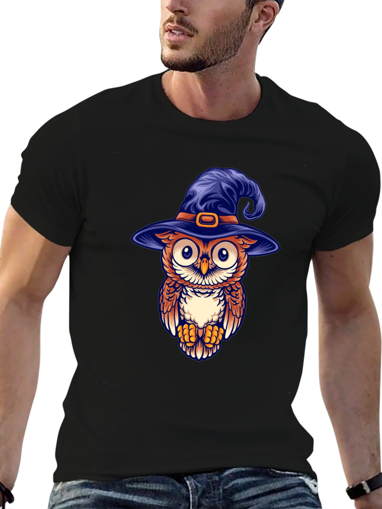Owl Witch Hat Graphic T-Shirt
