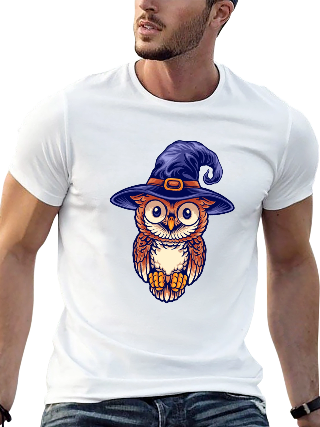Owl Witch Hat Graphic T-Shirt