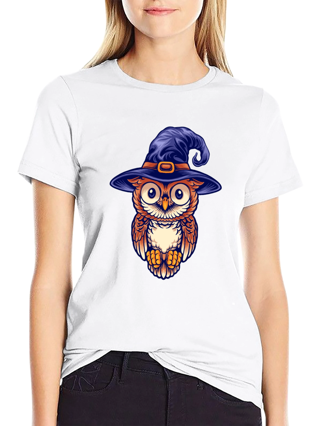 Owl Witch Hat Graphic T-Shirt