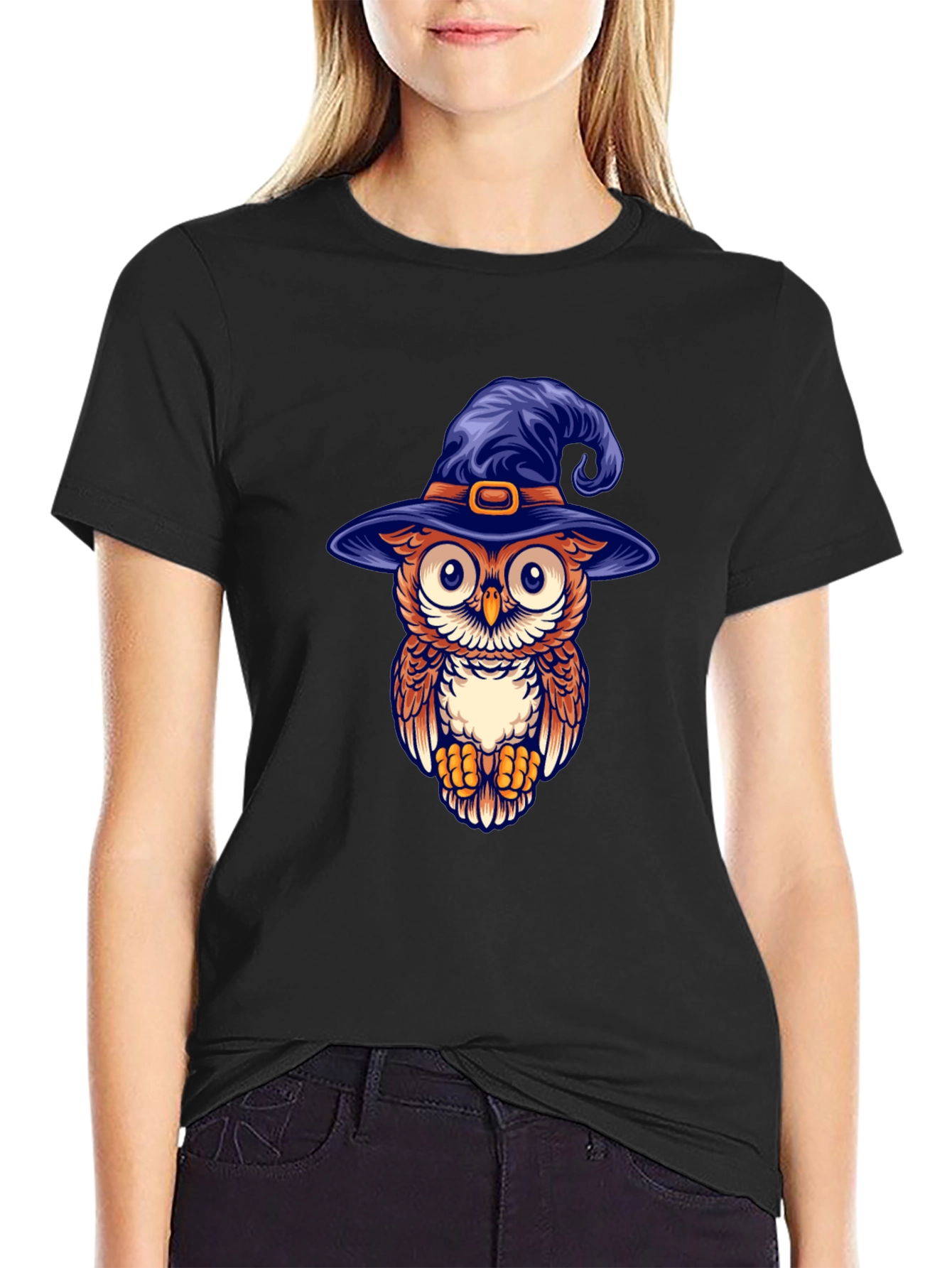 Owl Witch Hat Graphic T-Shirt