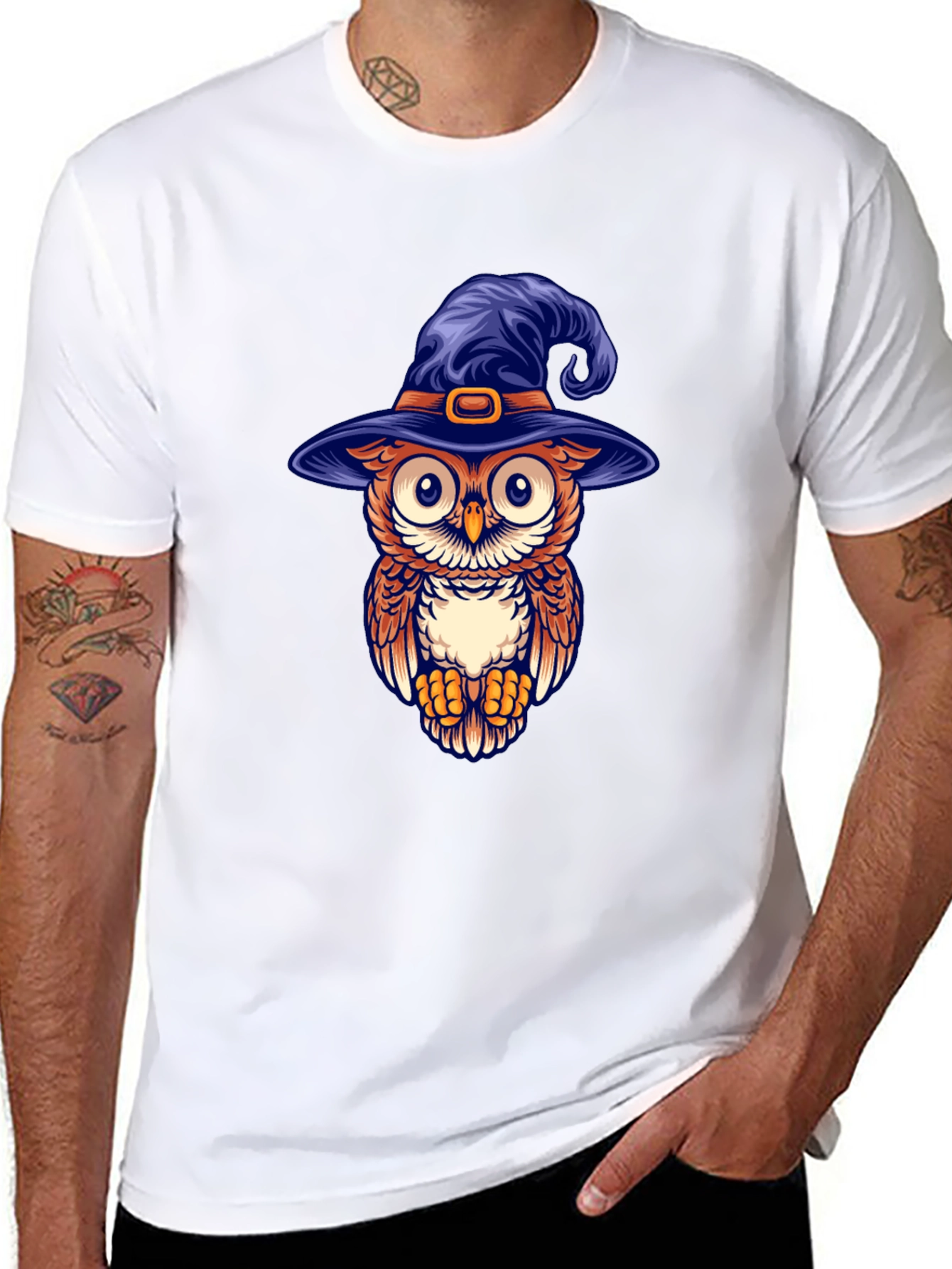 Owl Witch Hat Graphic T-Shirt
