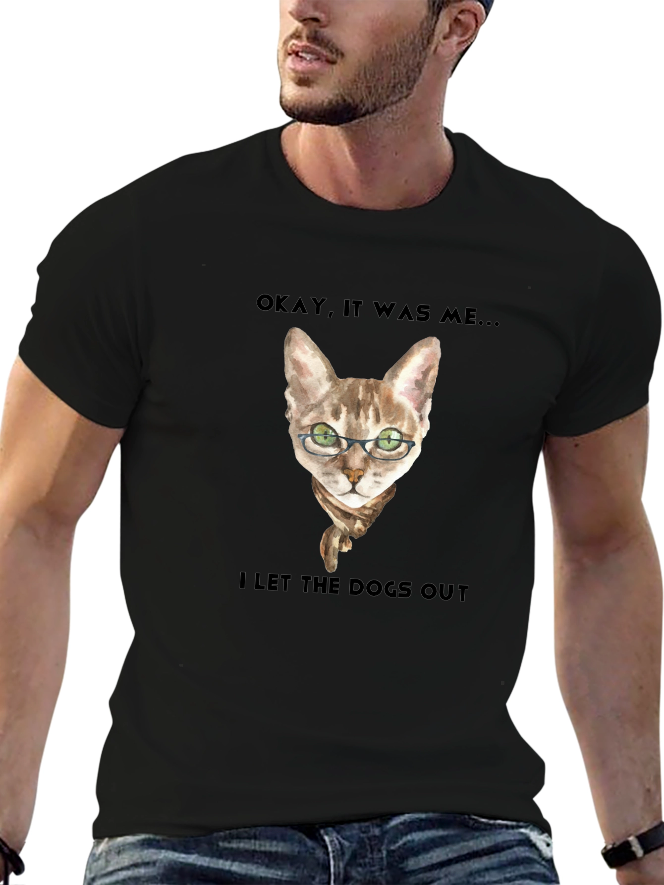 Funny Cat I Let The Dogs Out Graphic Tee