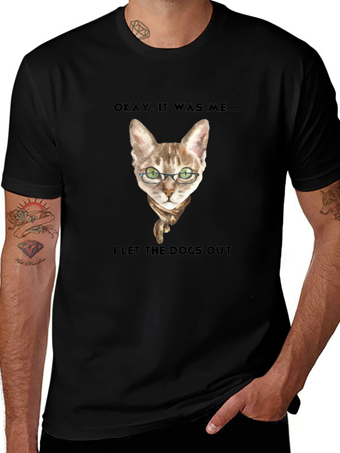 Funny Cat I Let The Dogs Out Graphic Tee
