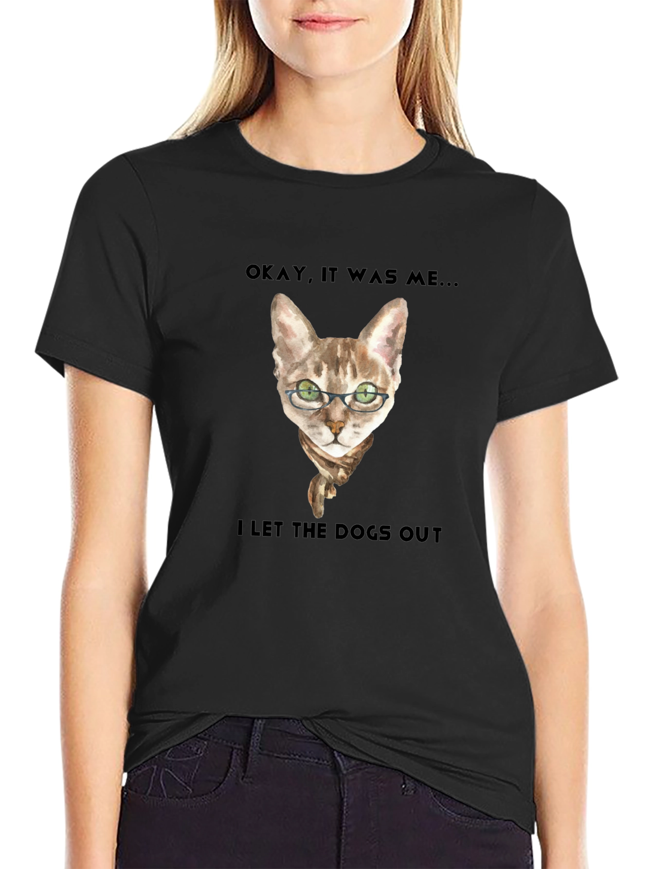 Funny Cat I Let The Dogs Out Graphic Tee