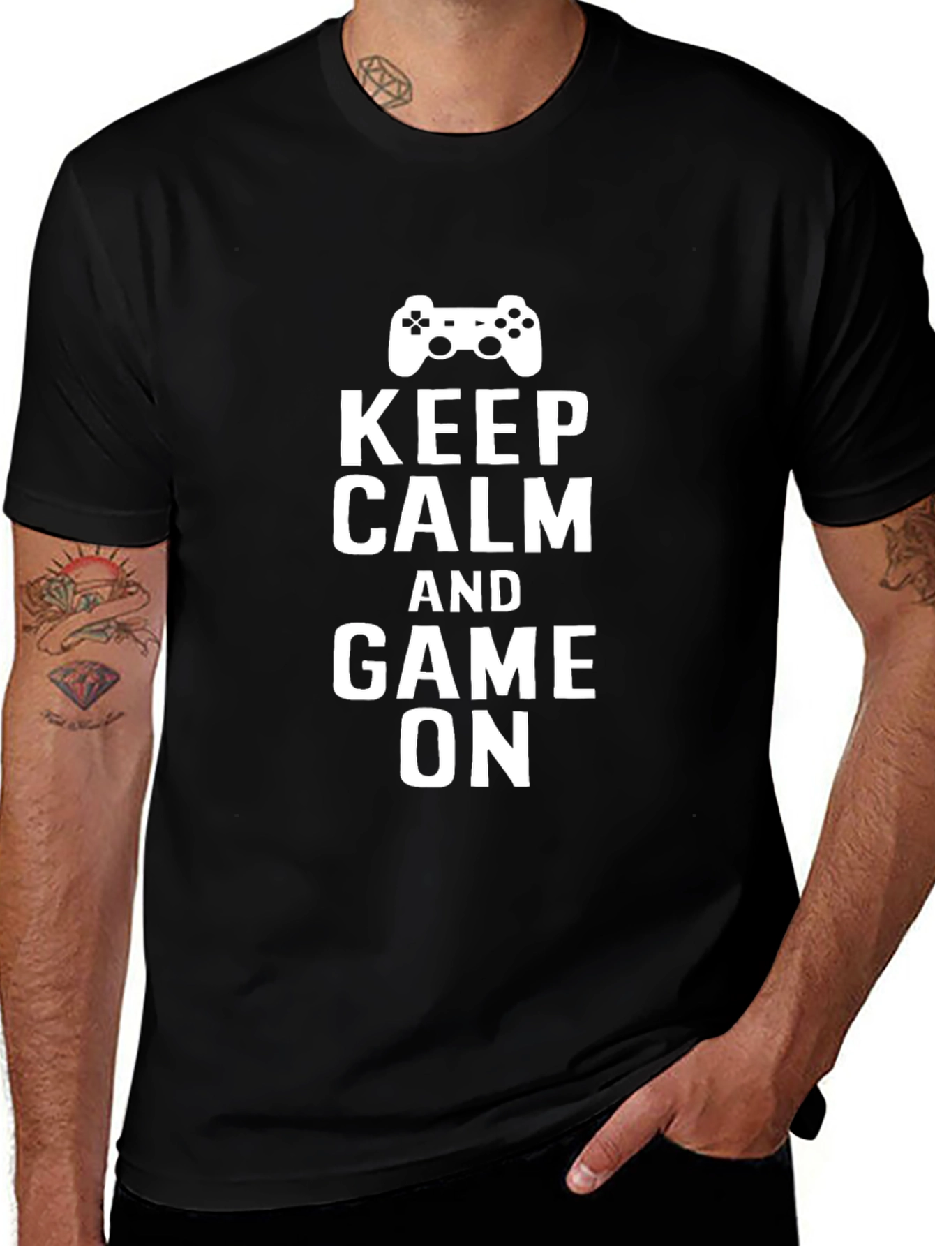 Keep Calm and Game On Black T-Shirt
