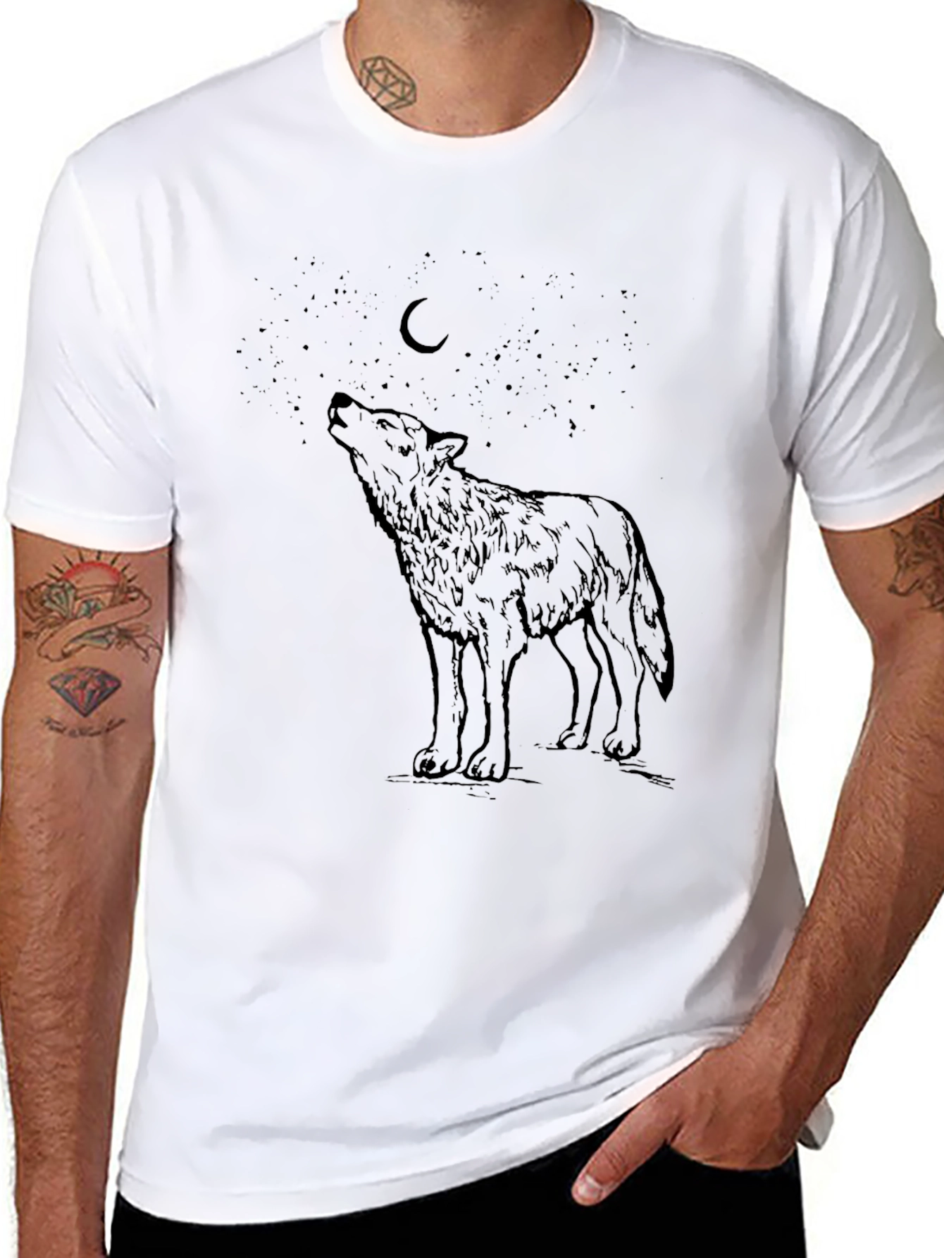 Wolf Howling at Moon Graphic T-Shirt