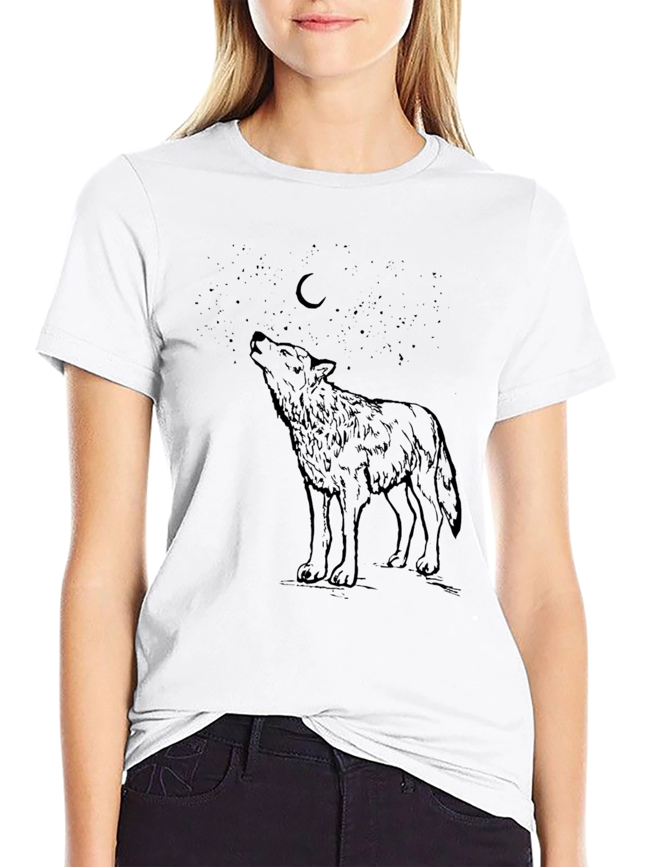 Wolf Howling at Moon Graphic T-Shirt