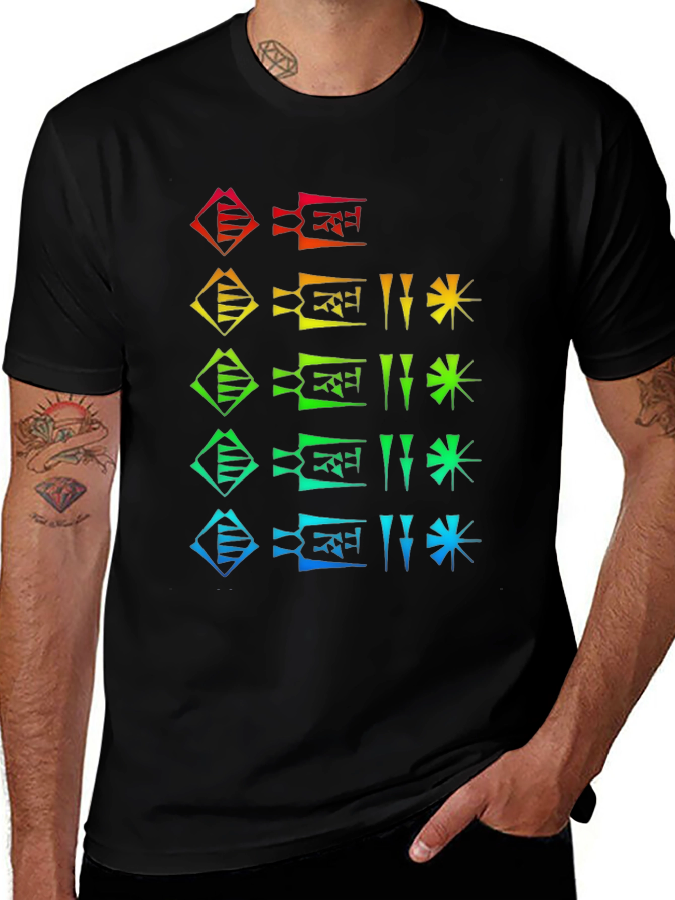 Rainbow Cuneiform T-Shirt - Unique Graphic Tee