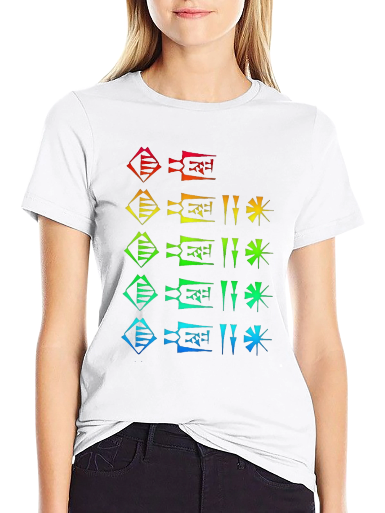 Rainbow Cuneiform T-Shirt - Unique Graphic Tee