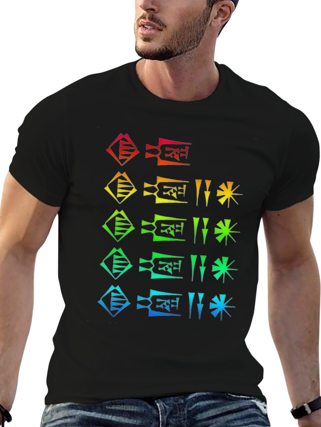 Rainbow Cuneiform T-Shirt - Unique Graphic Tee