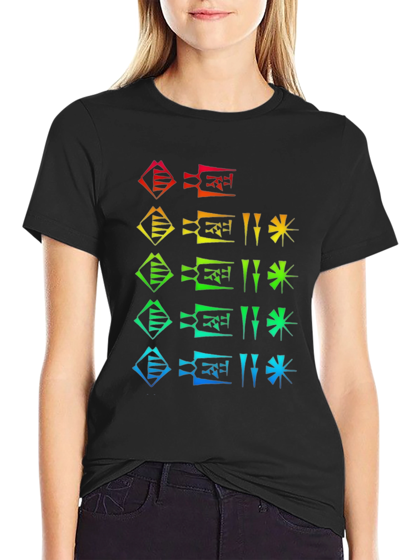 Rainbow Cuneiform T-Shirt - Unique Graphic Tee
