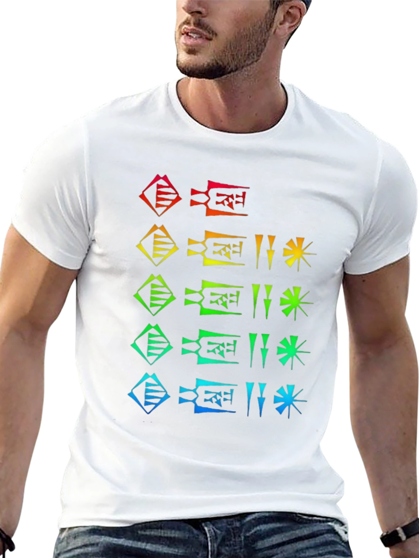 Rainbow Cuneiform T-Shirt - Unique Graphic Tee