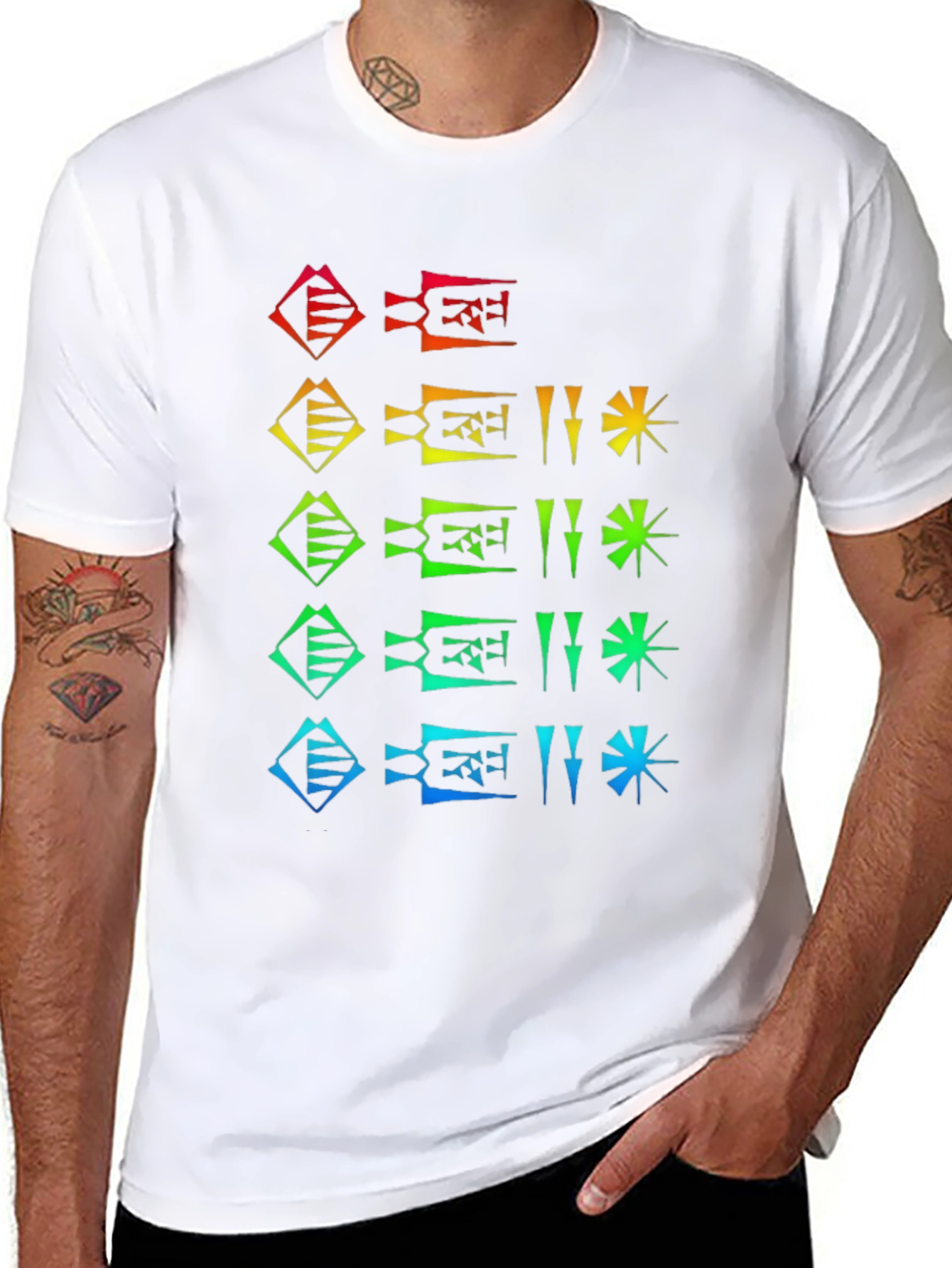 Rainbow Cuneiform T-Shirt - Unique Graphic Tee