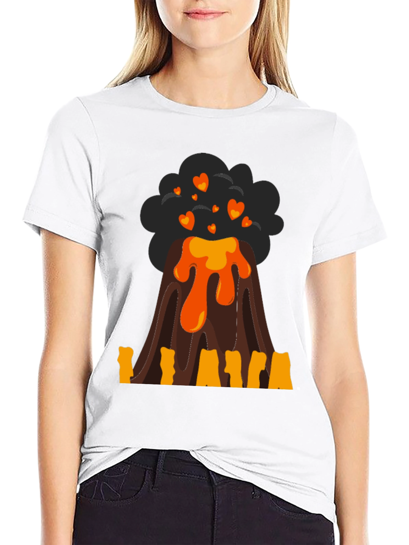 Volcano Heart Lava Mens Black T-Shirt