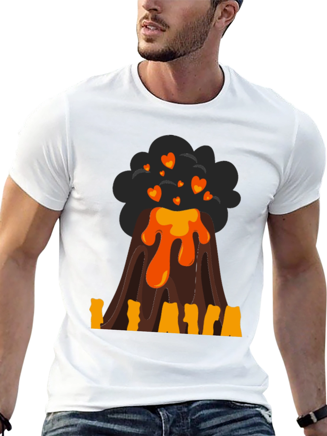 Volcano Heart Lava Mens Black T-Shirt