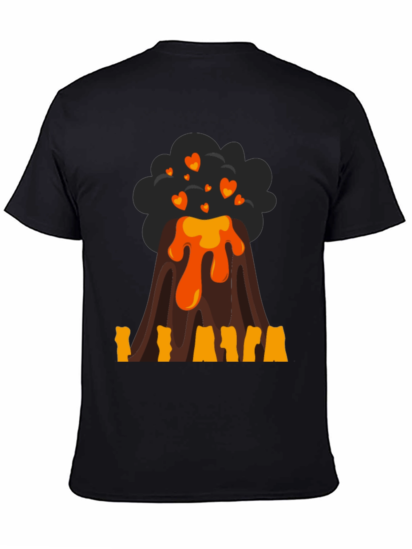 Volcano Heart Lava Mens Black T-Shirt