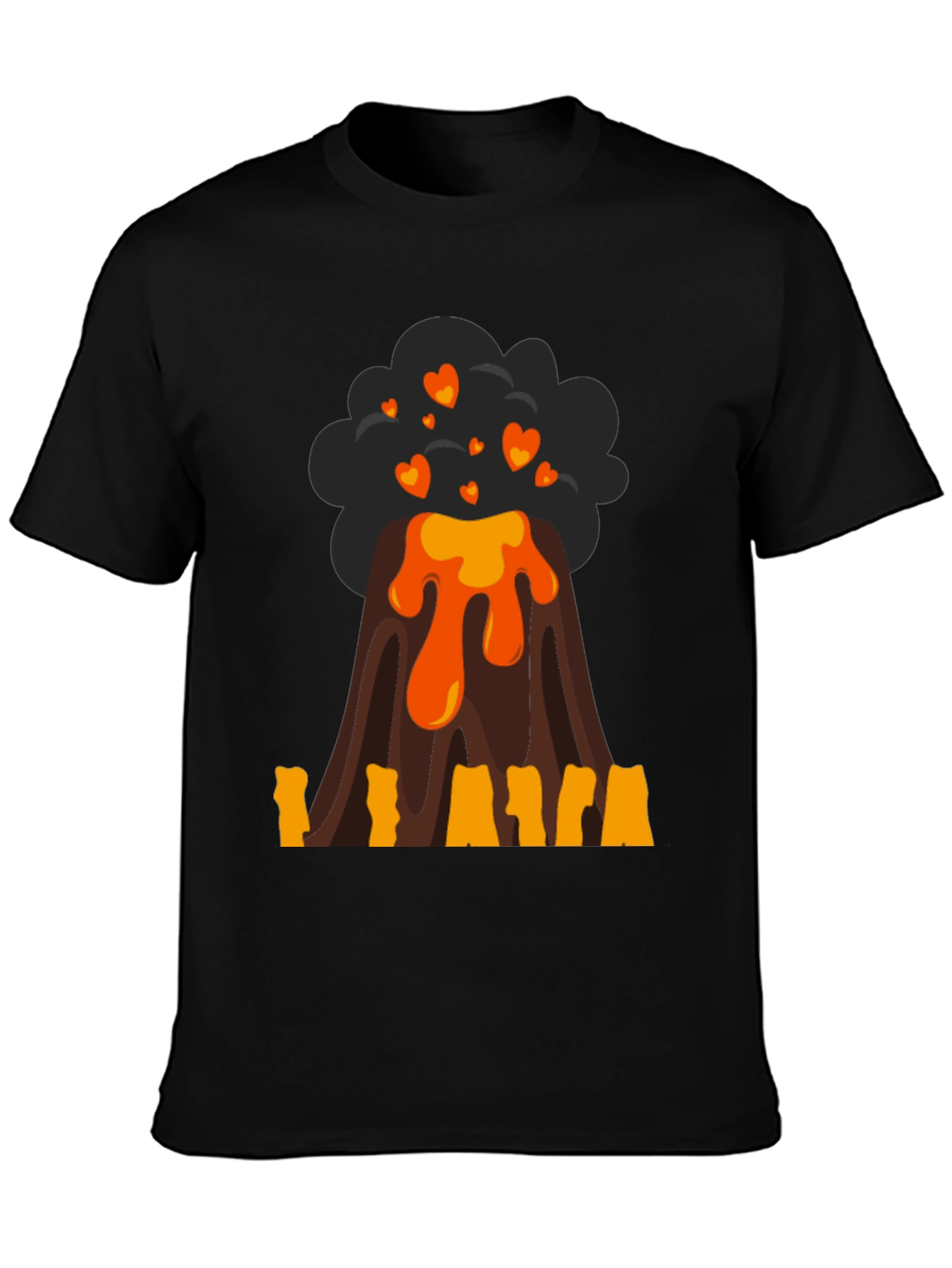 Volcano Heart Lava Mens Black T-Shirt
