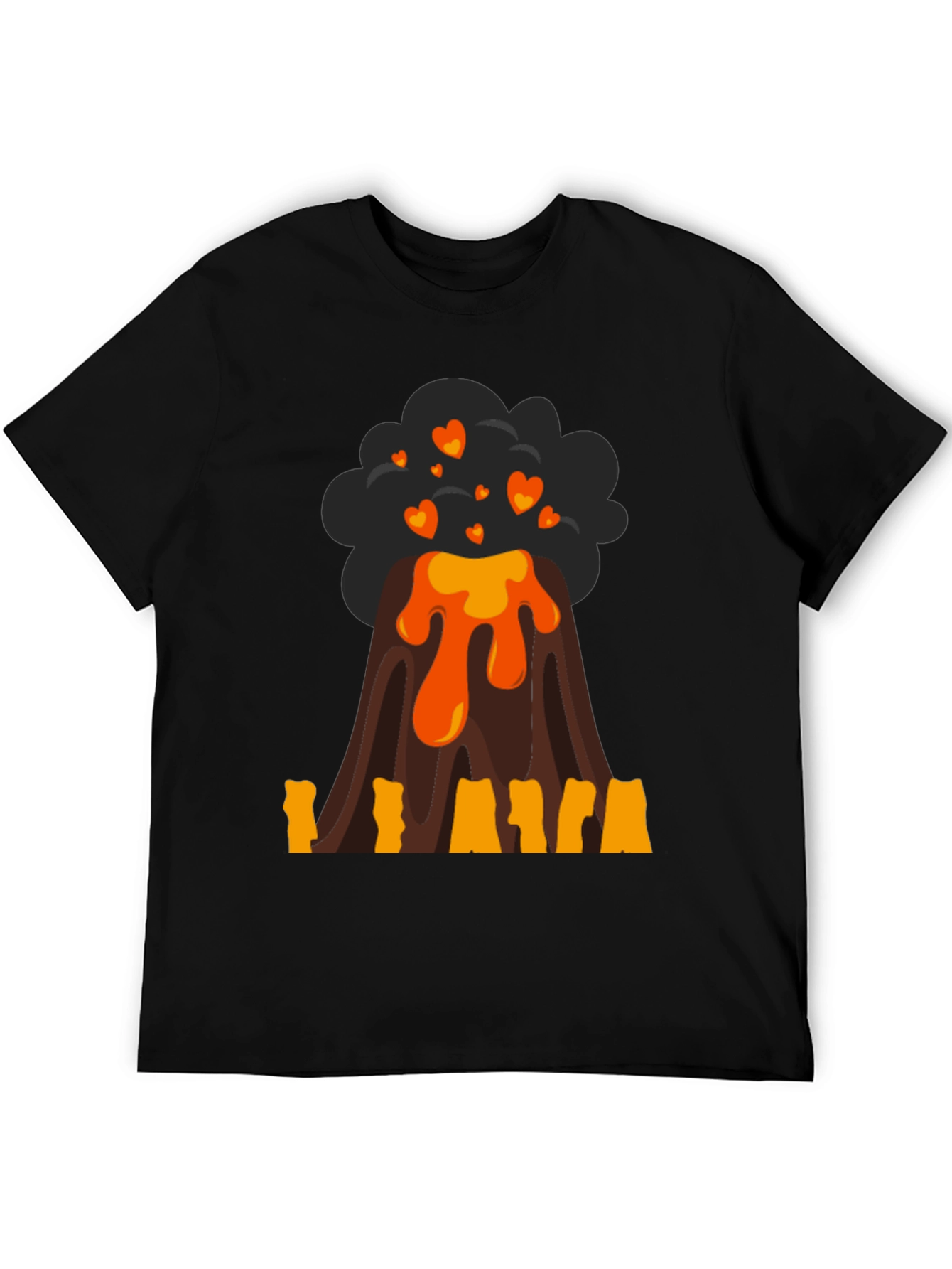 Volcano Heart Lava Mens Black T-Shirt