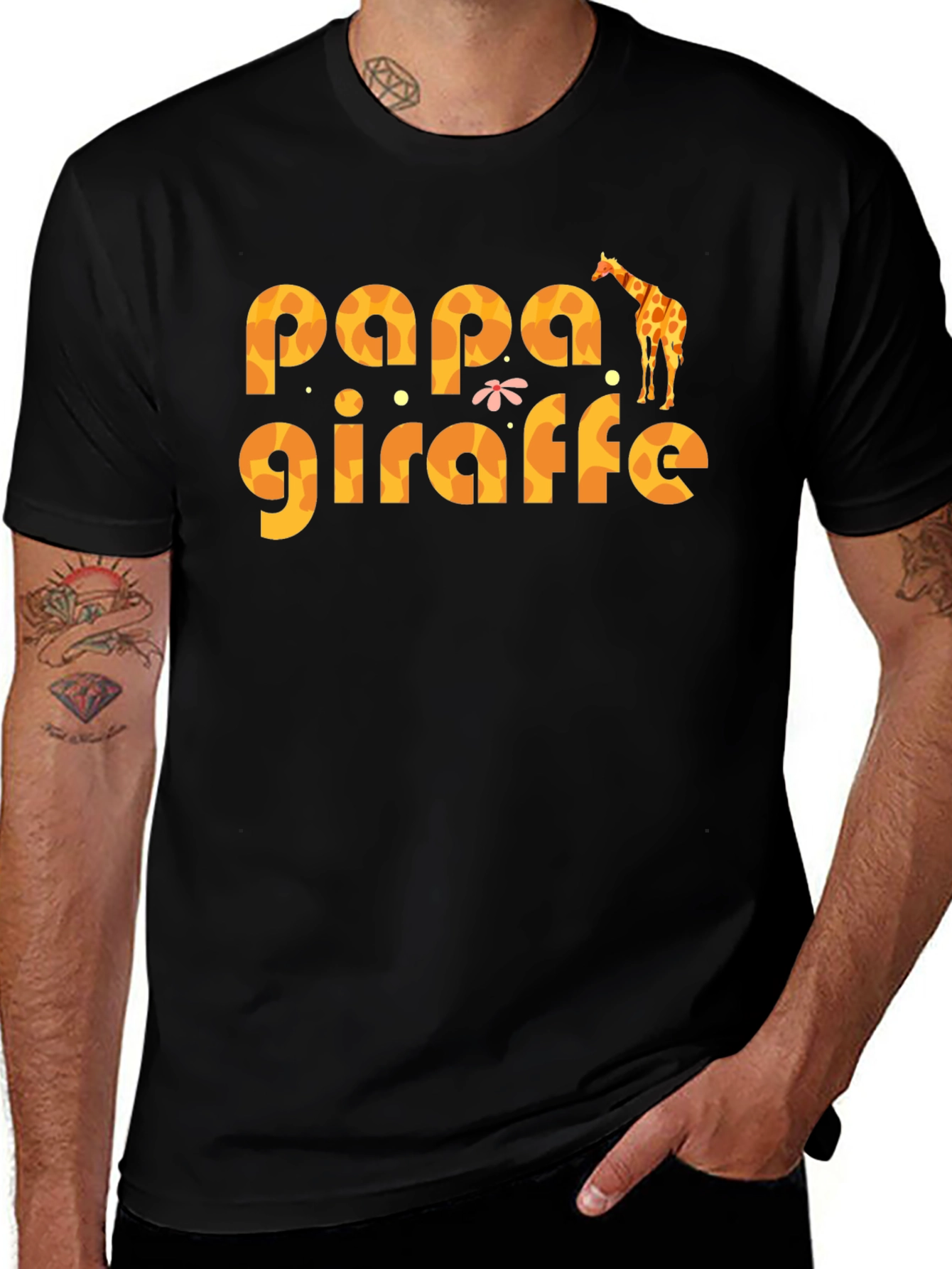 Papa Giraffe Graphic T-Shirt - Fun Dad Tee