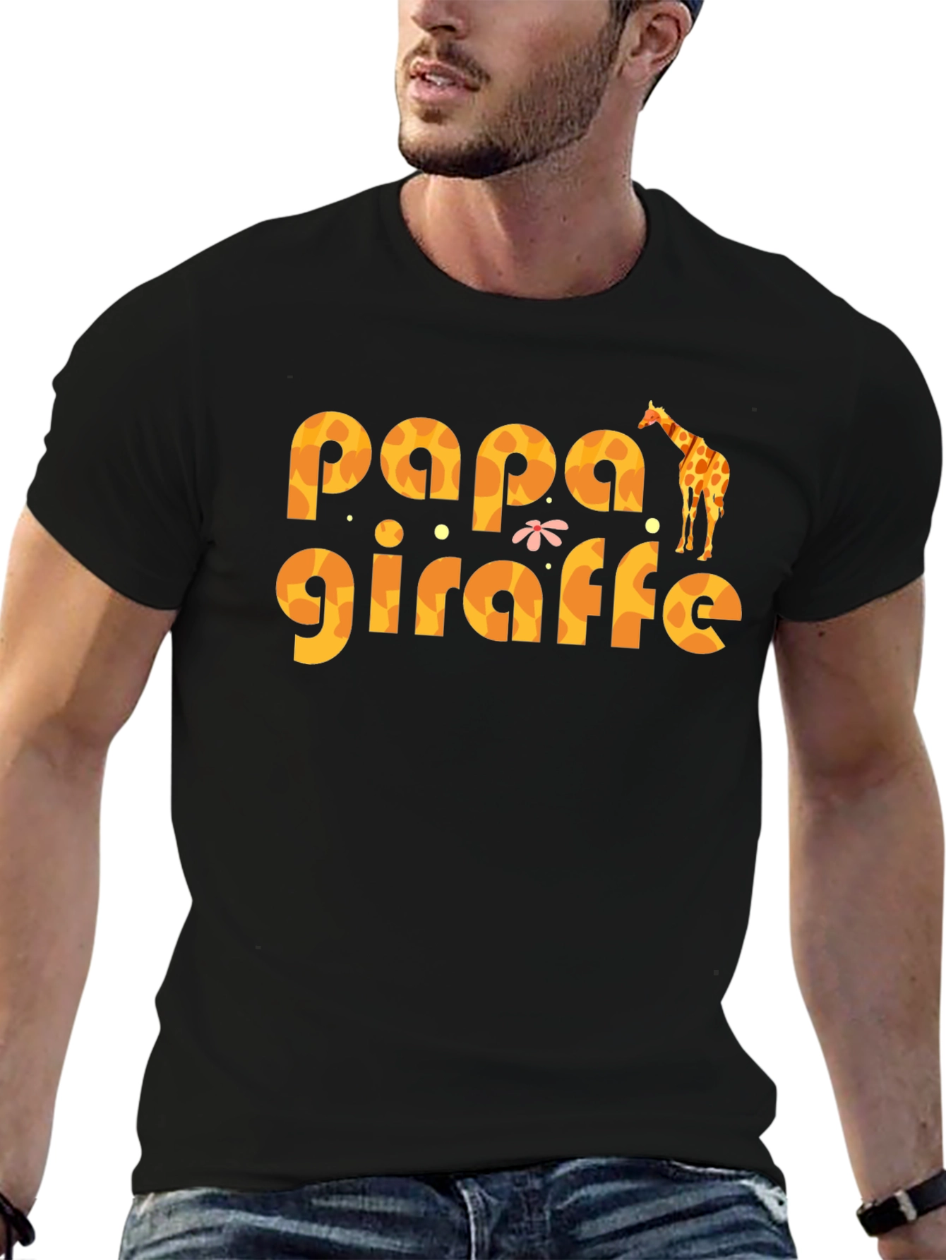 Papa Giraffe Graphic T-Shirt - Fun Dad Tee