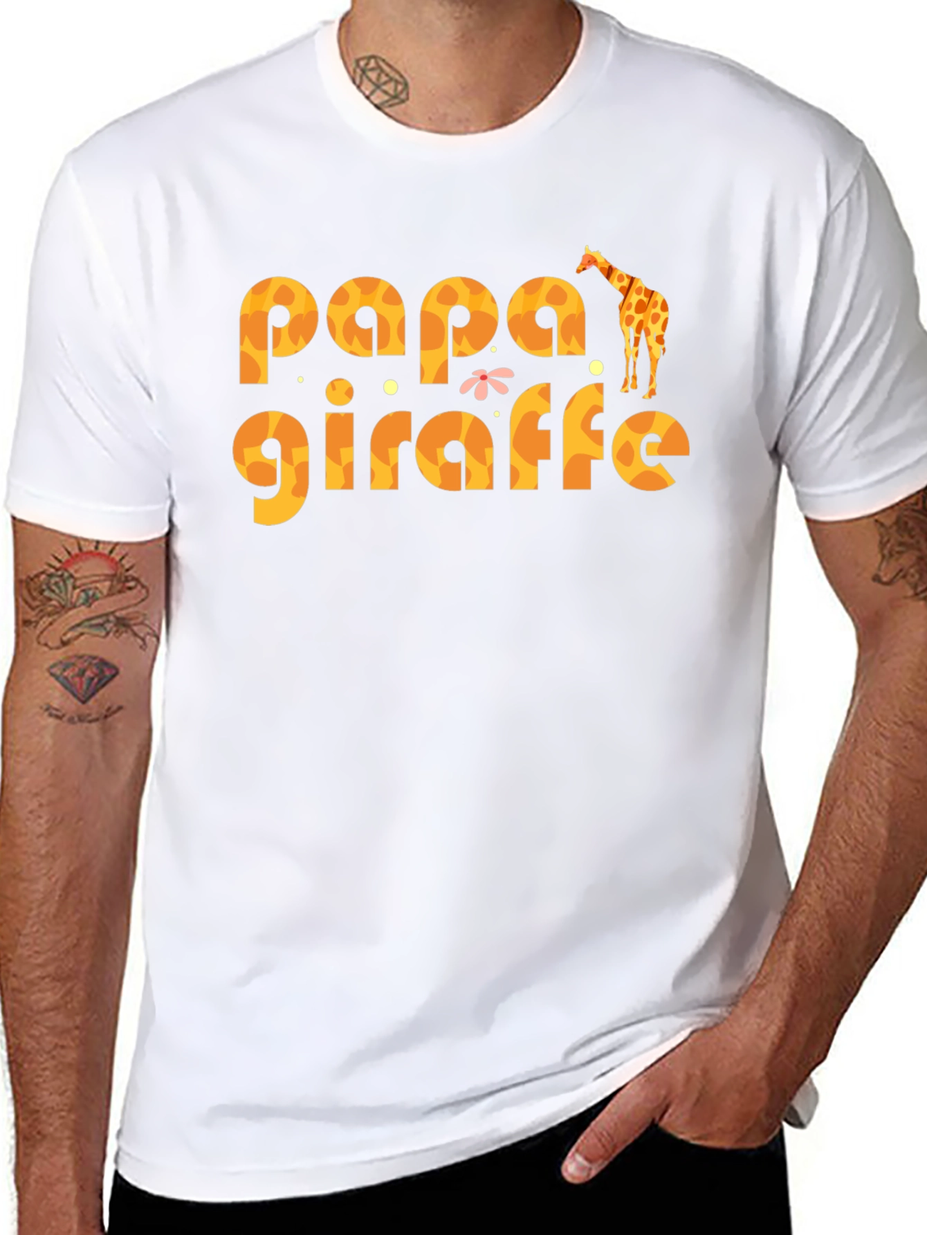 Papa Giraffe Graphic T-Shirt - Fun Dad Tee