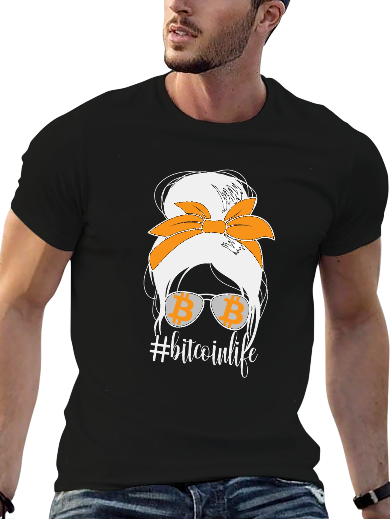 Bitcoin Life Messy Bun T-Shirt - Crypto Lover Tee