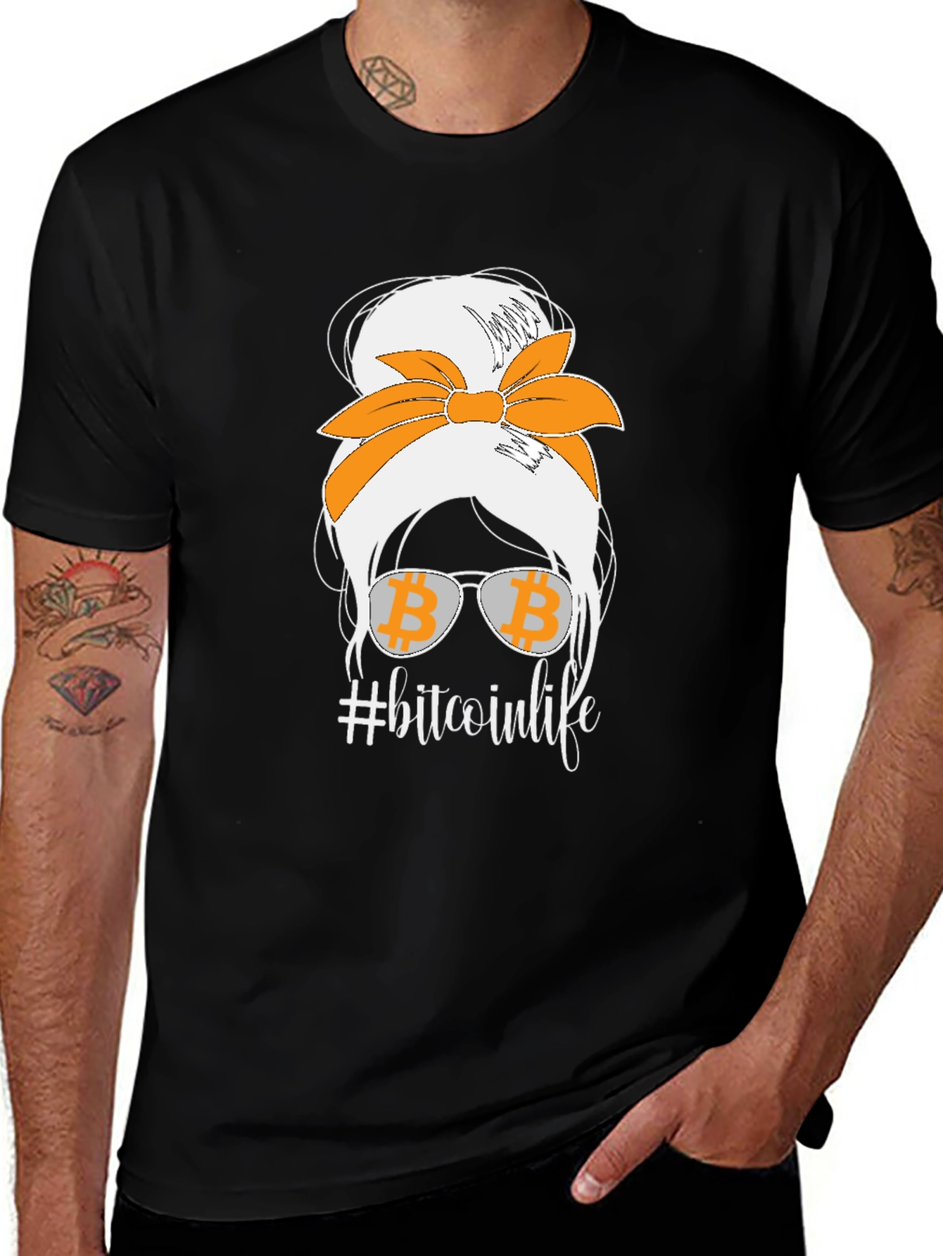 Bitcoin Life Messy Bun T-Shirt - Crypto Lover Tee