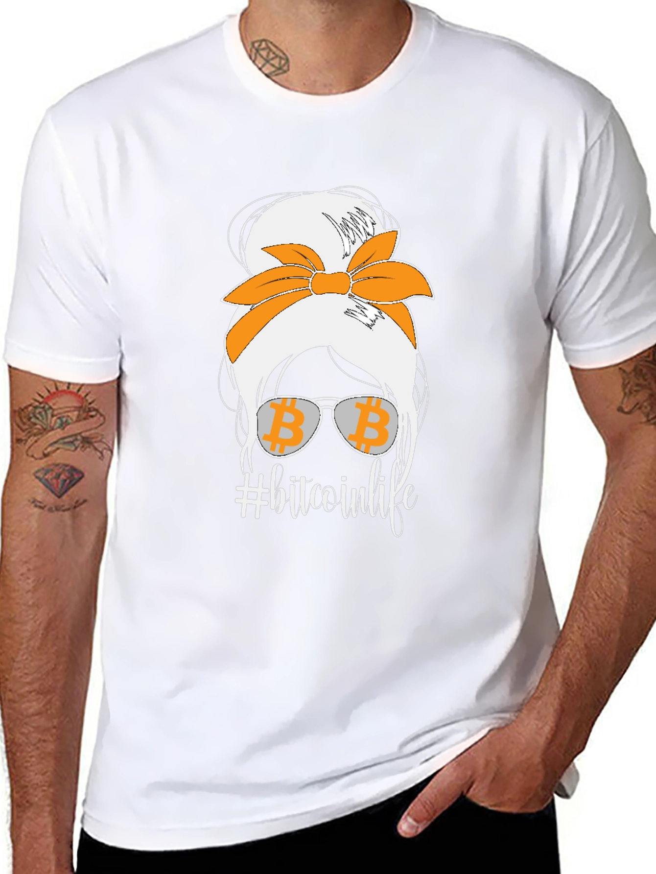 Bitcoin Life Messy Bun T-Shirt - Crypto Lover Tee