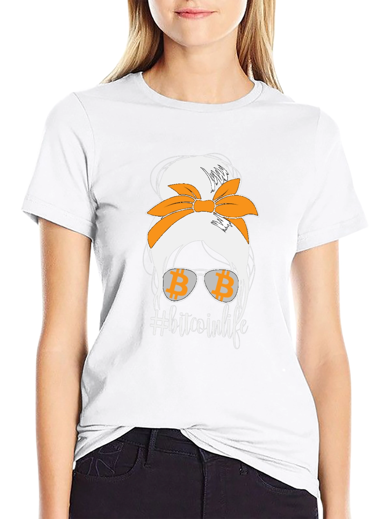 Bitcoin Life Messy Bun T-Shirt - Crypto Lover Tee