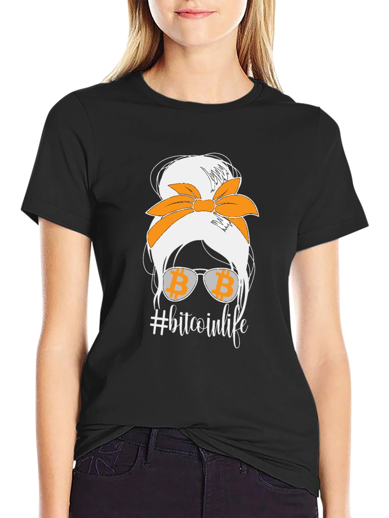 Bitcoin Life Messy Bun T-Shirt - Crypto Lover Tee