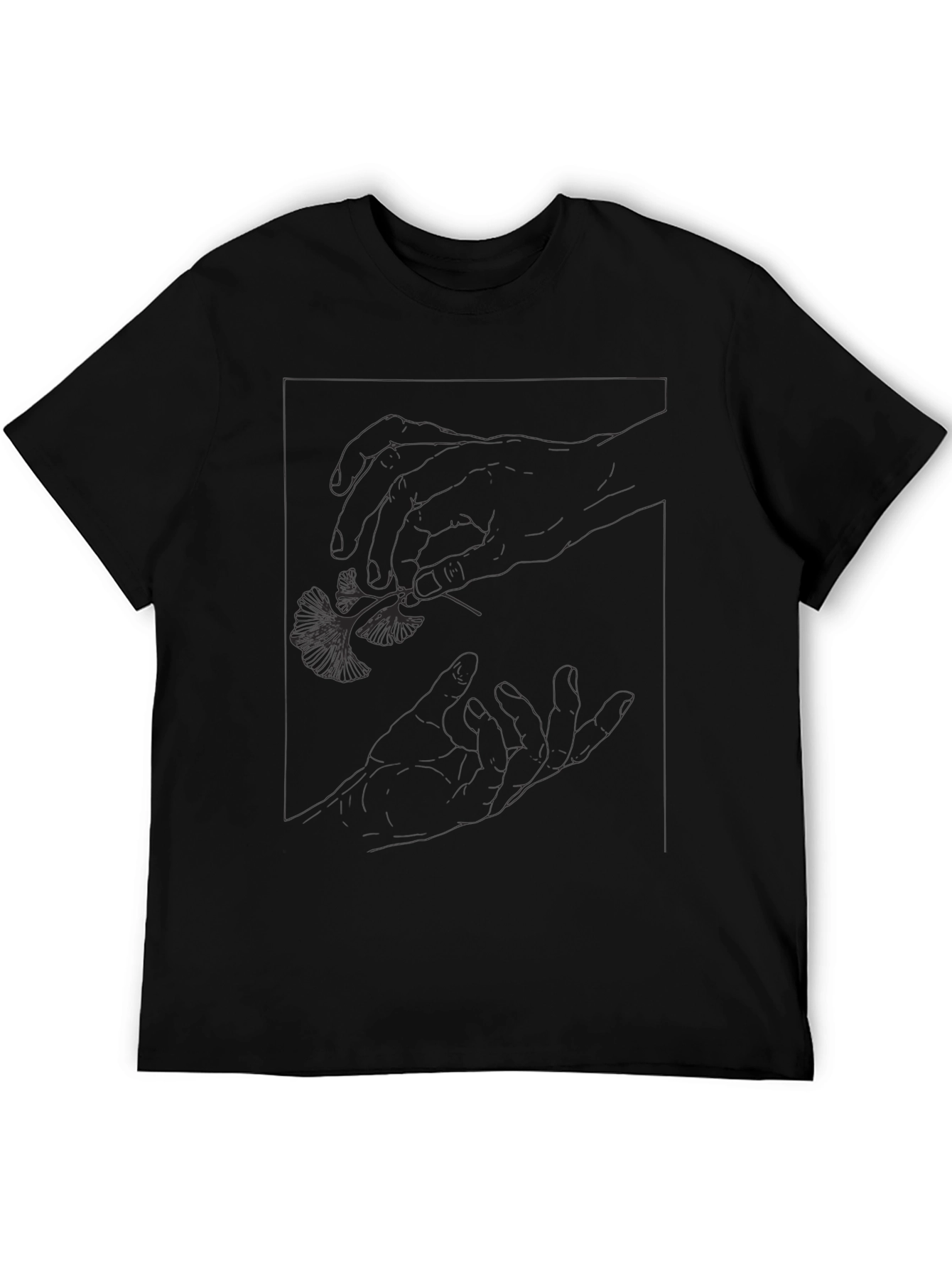 Black Graphic Tee - Botanical Hand Design