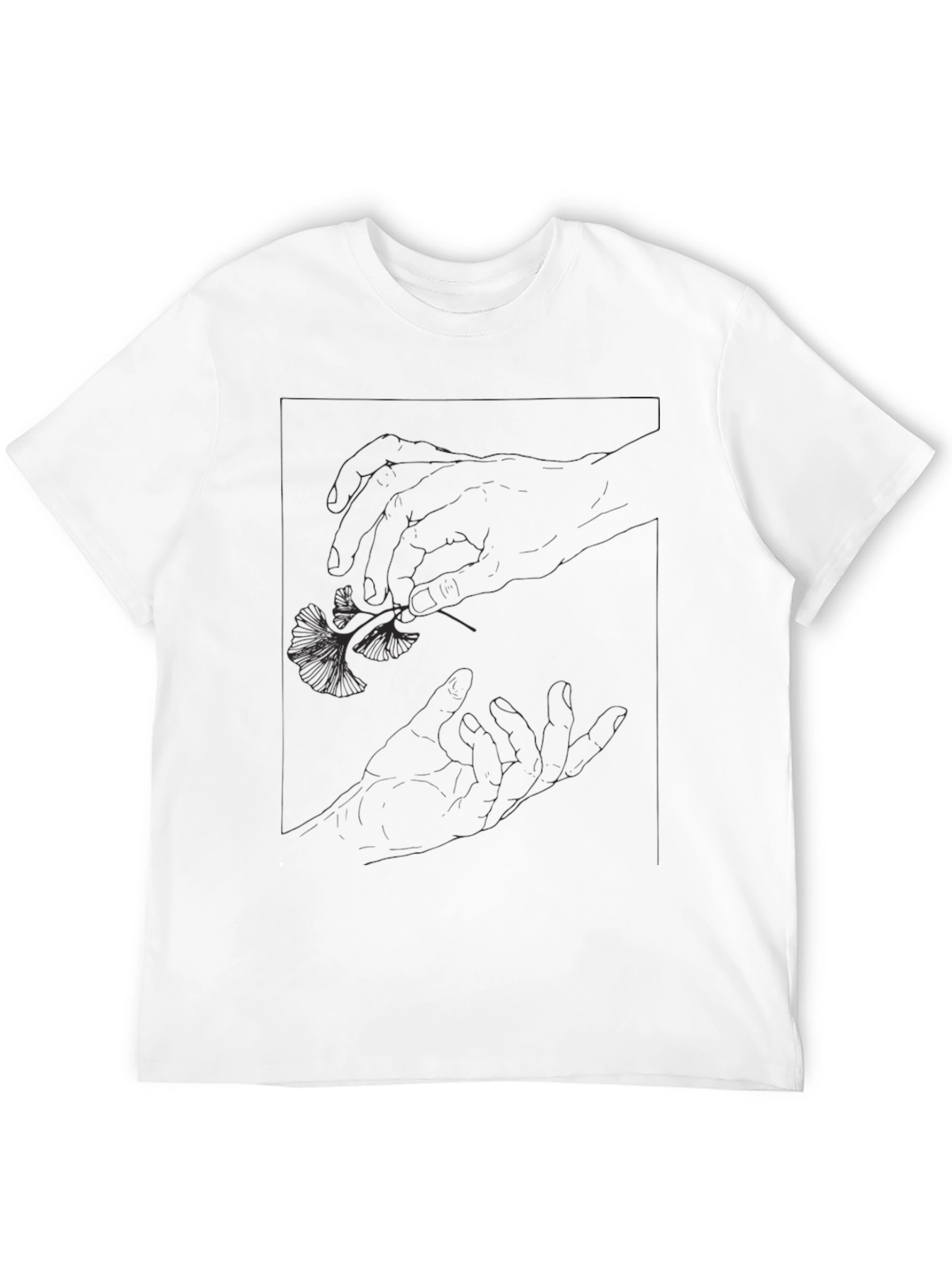 Black Graphic Tee - Botanical Hand Design